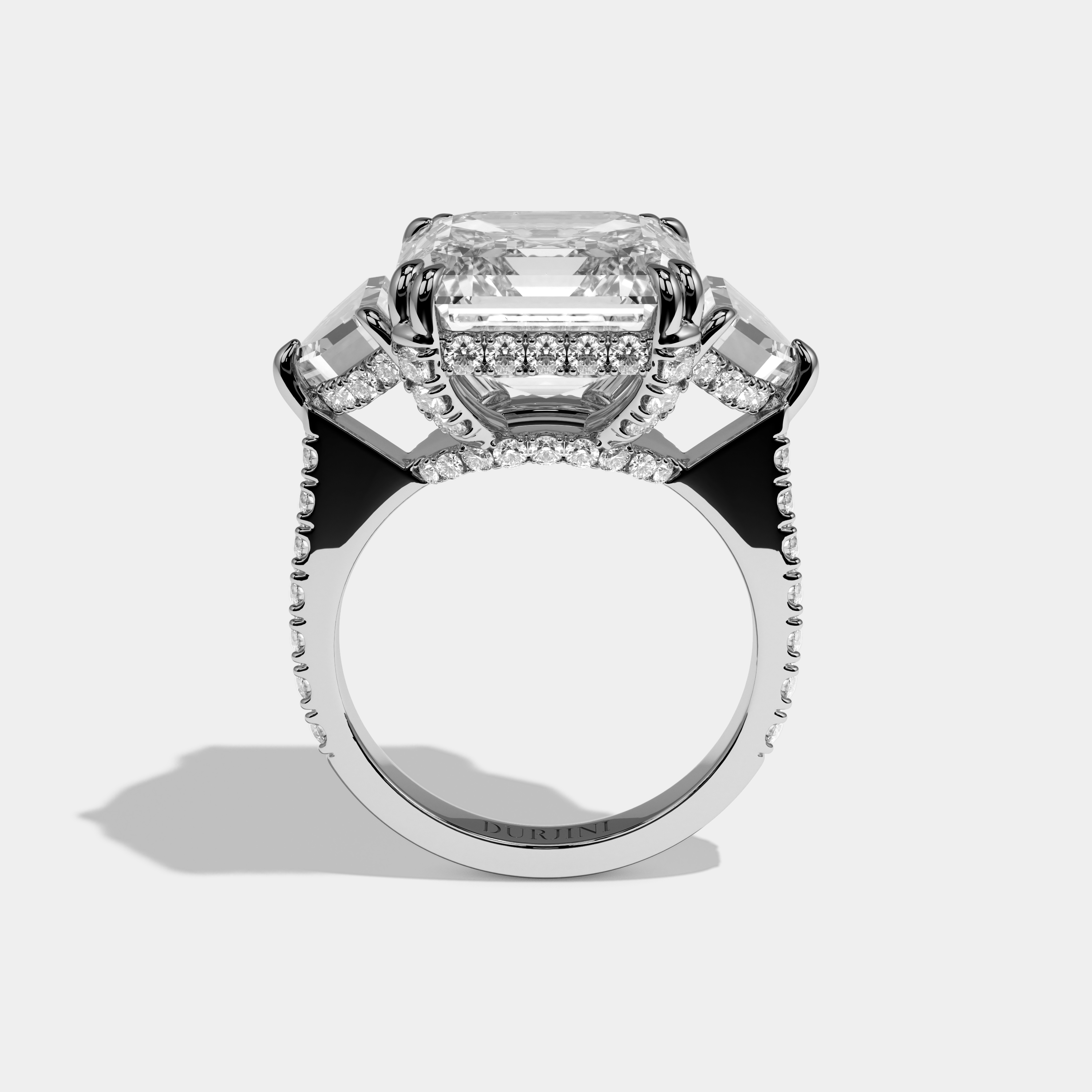 Sage Asscher Cut Diamond Halo With Step Cut Sides Engagement Ring 10ct 18k White Gold