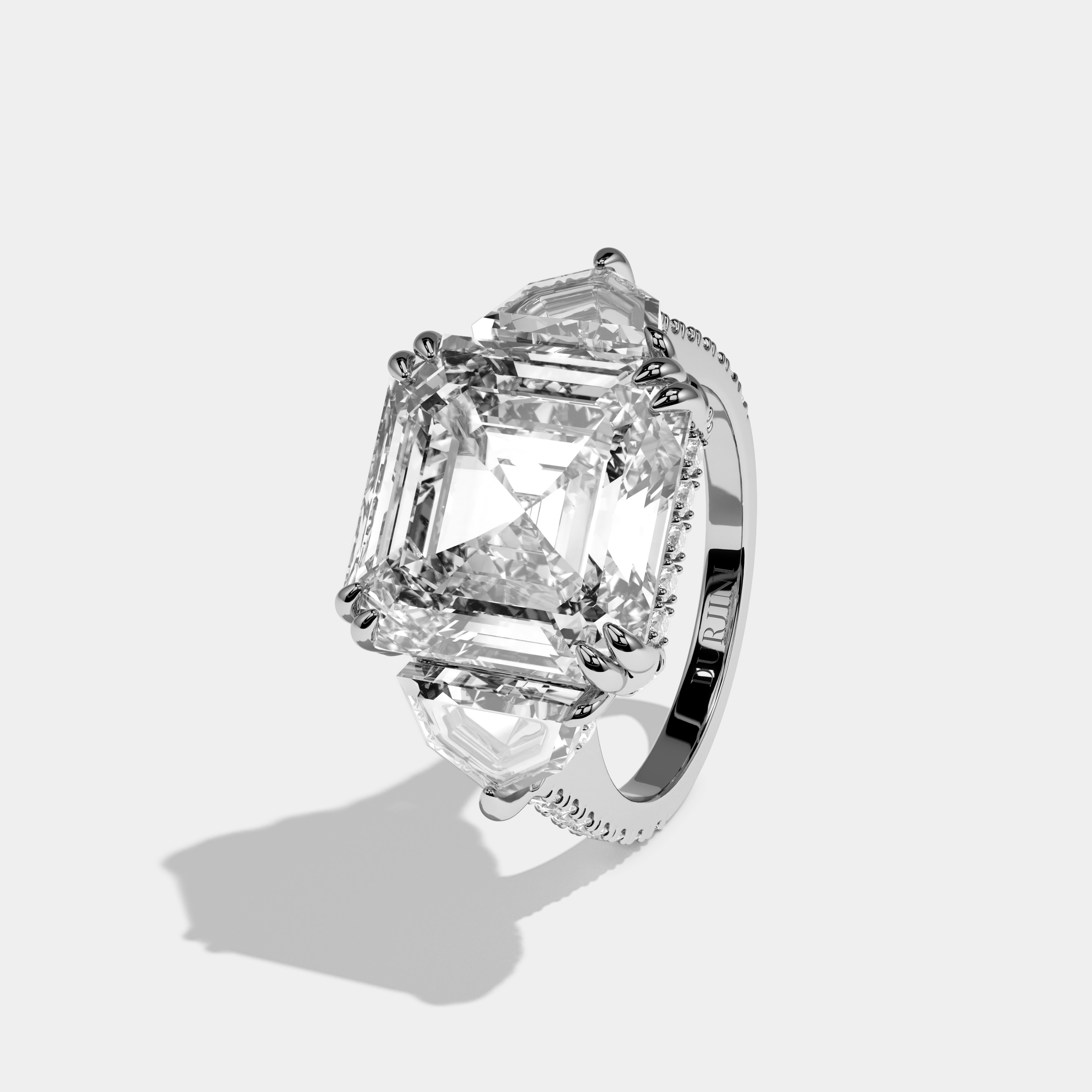 Sage Asscher Cut Diamond Halo With Step Cut Sides Engagement Ring 10ct 18k White Gold