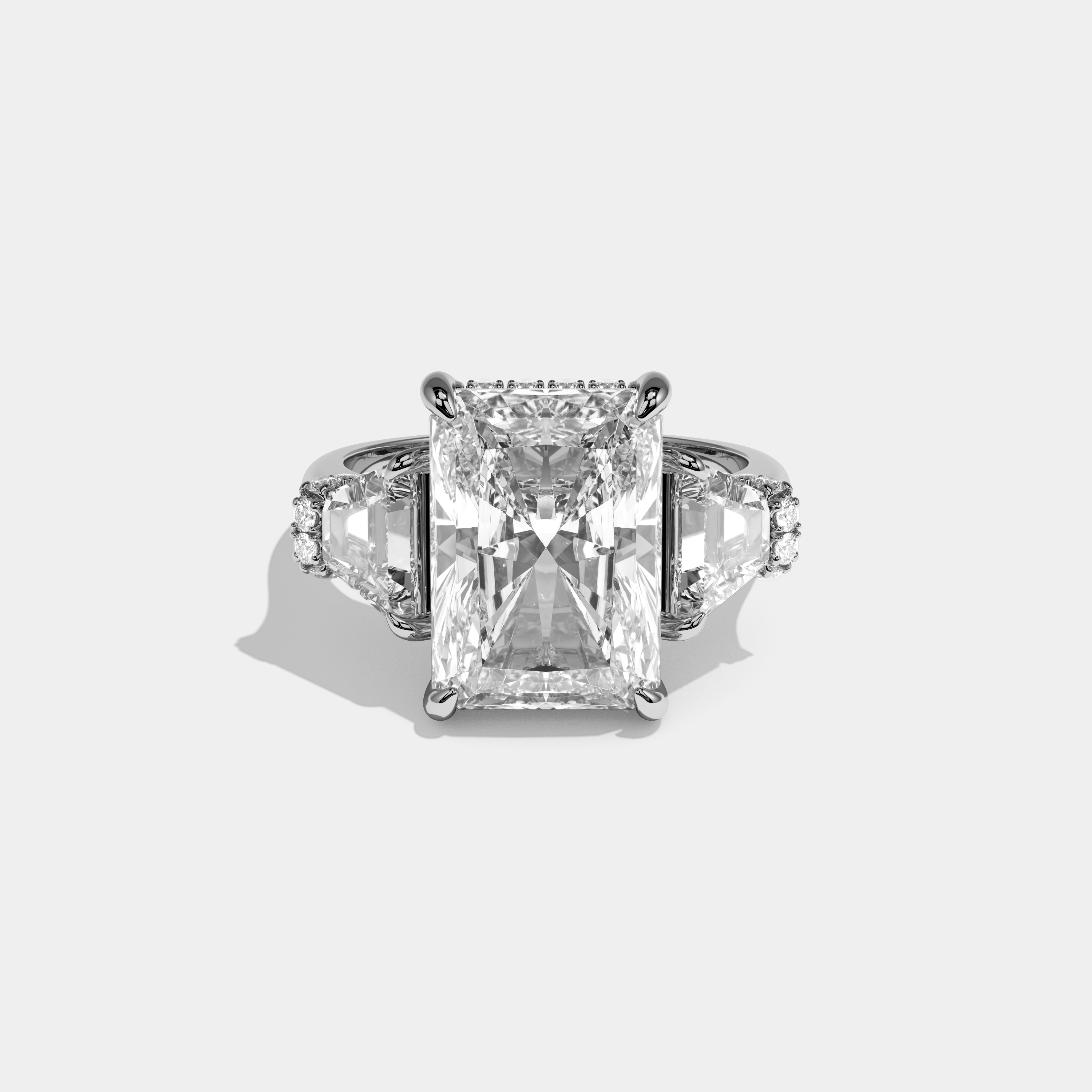 Amara Radiant Cut Diamond Halo Plain Band Engagement Ring 10ct 18k White Gold