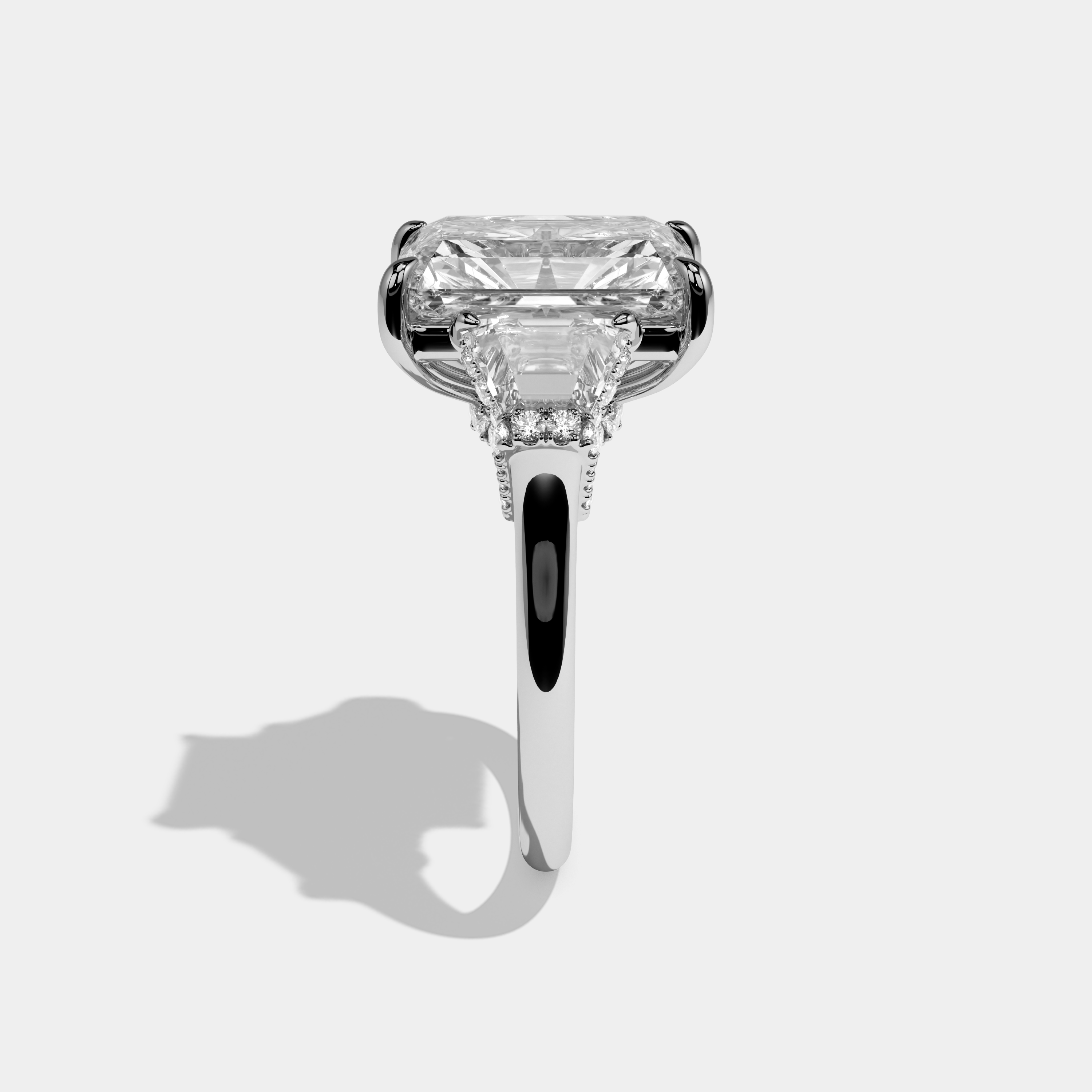 Amara Radiant Cut Diamond Halo Plain Band Engagement Ring 10ct 18k White Gold