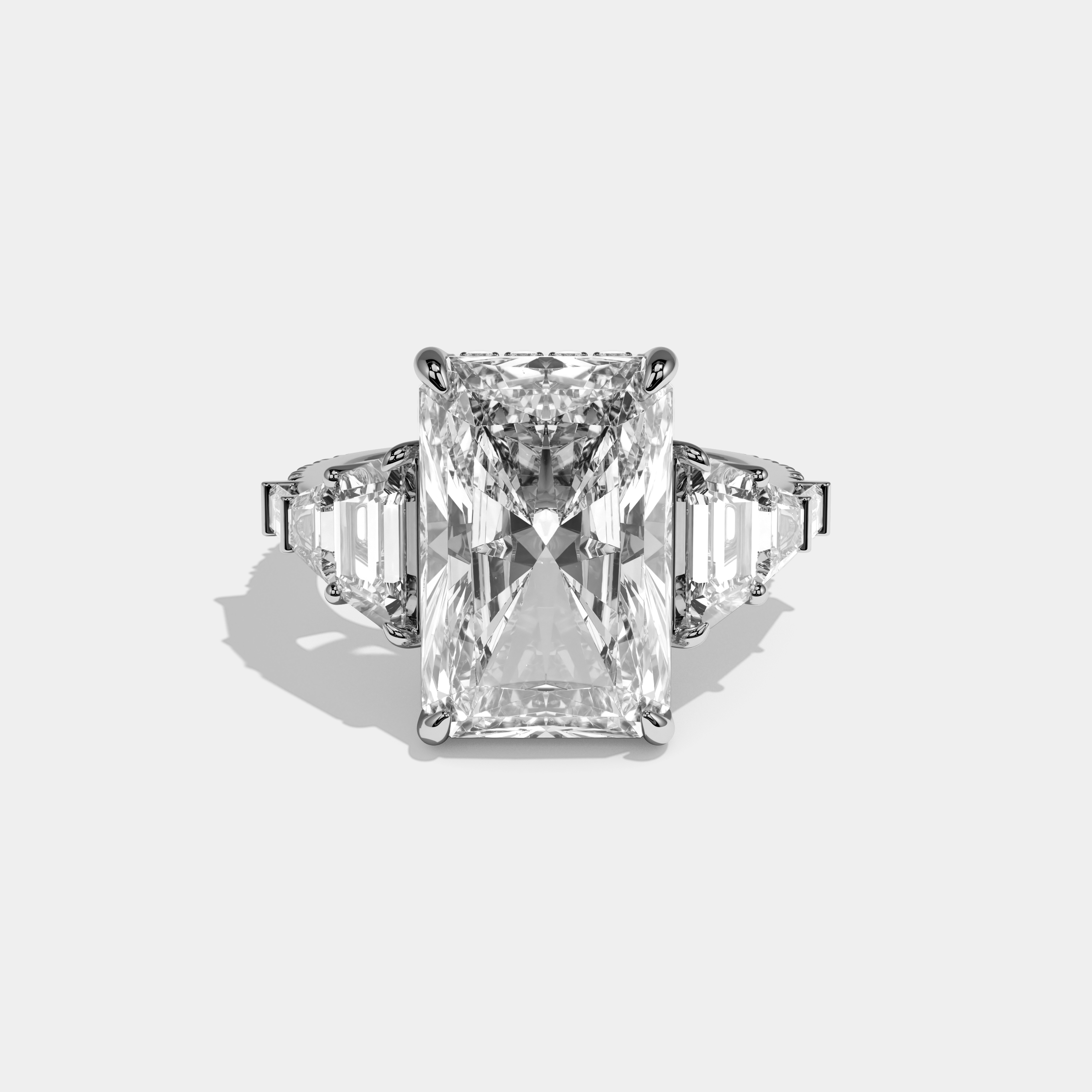 Bailey Radiant Cut Diamond Halo With Step Cut Sides Engagement Ring 10ct 18k White Gold