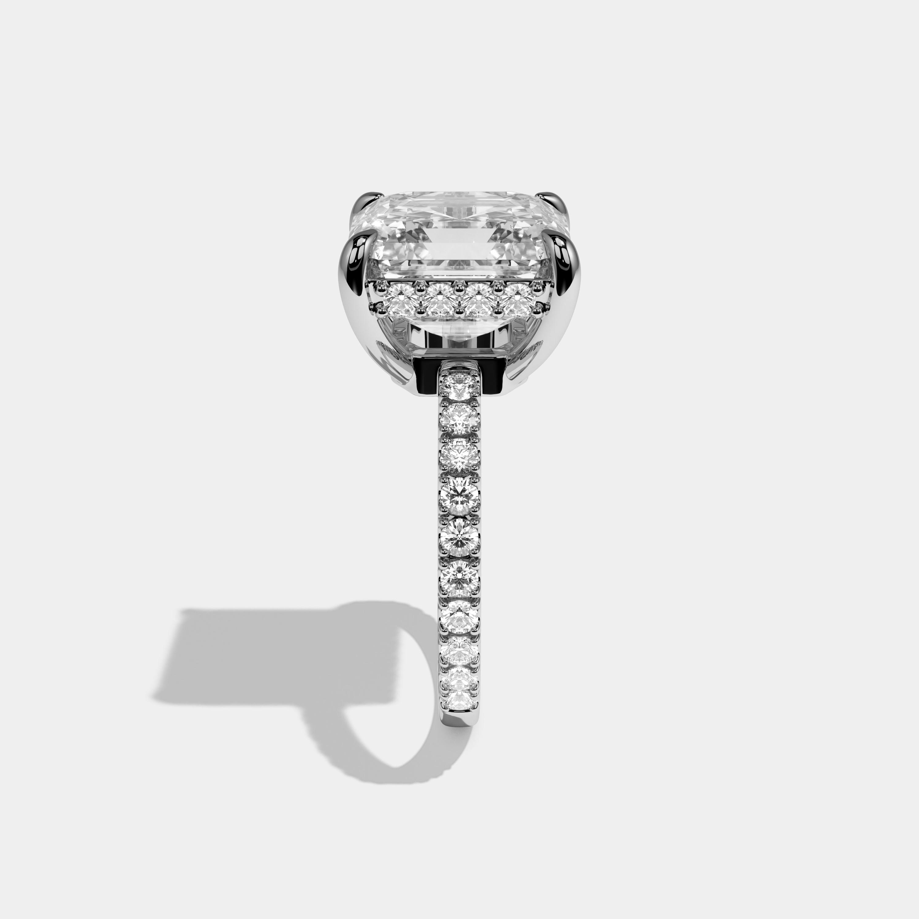 Cassidy Asscher Cut Diamond Halo Engagement Ring 10ct 18k White Gold