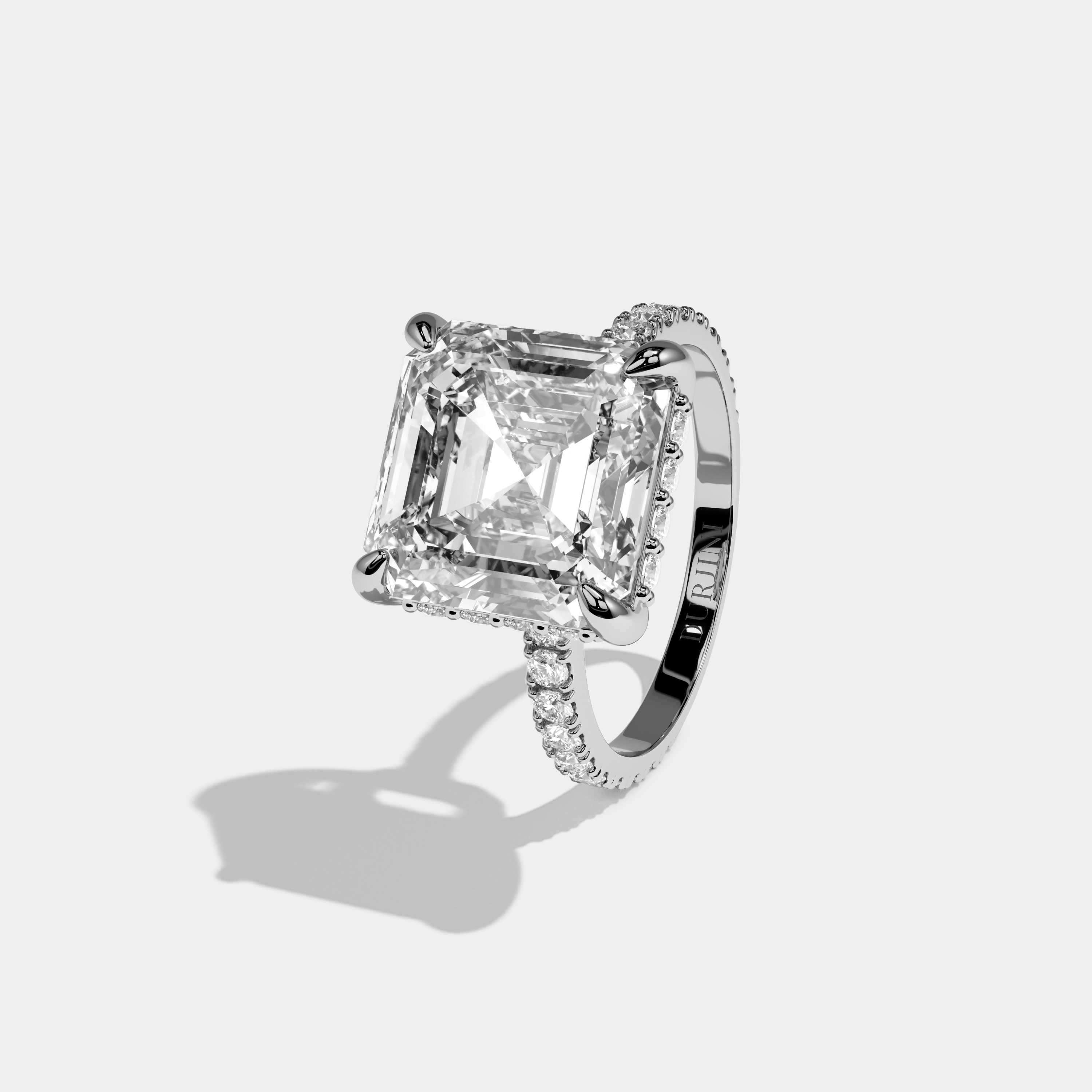 Cassidy Asscher Cut Diamond Halo Engagement Ring 10ct 18k White Gold