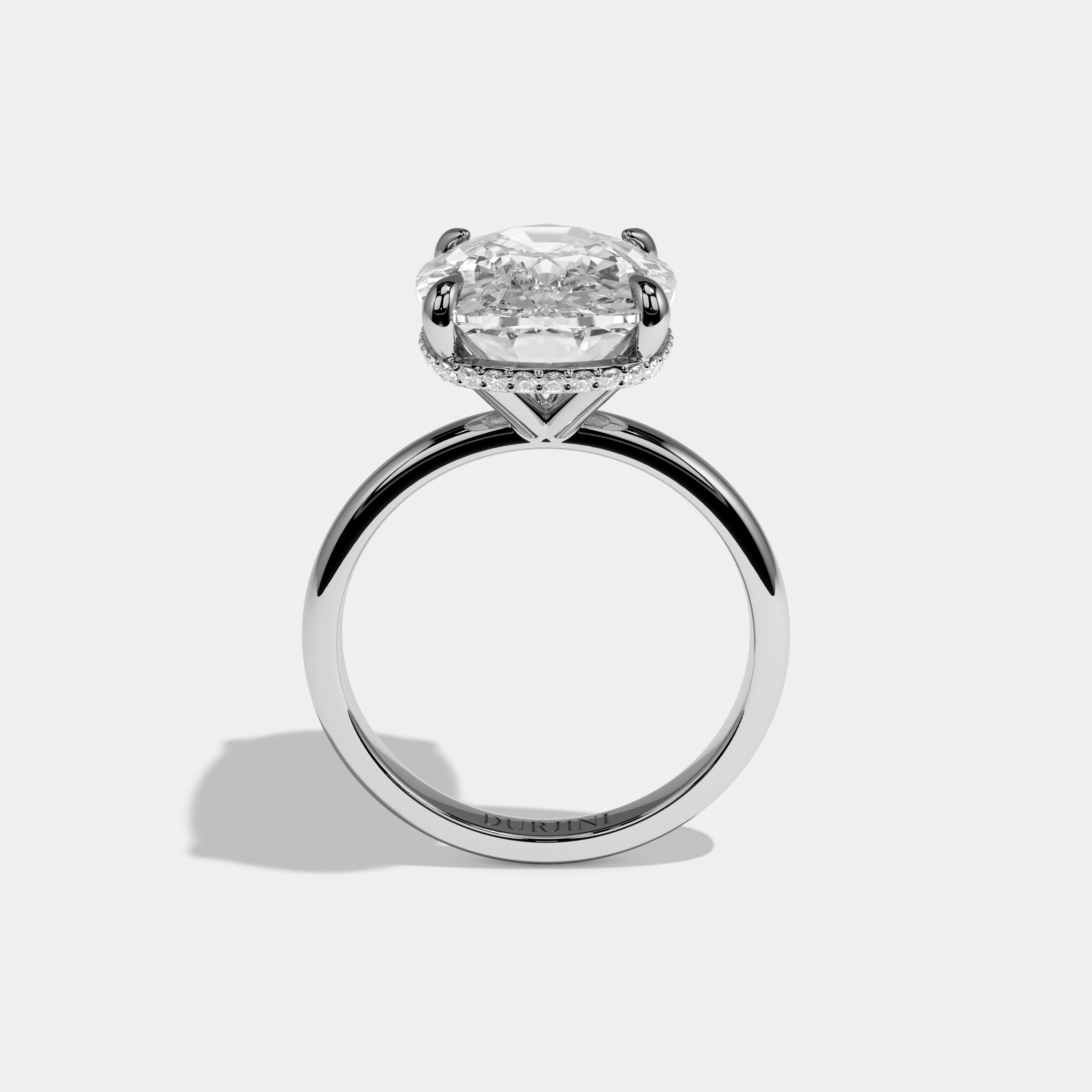 Dakota Cushion Cut Diamond Halo Plain Band Engagement Ring 10ct 18k White Gold