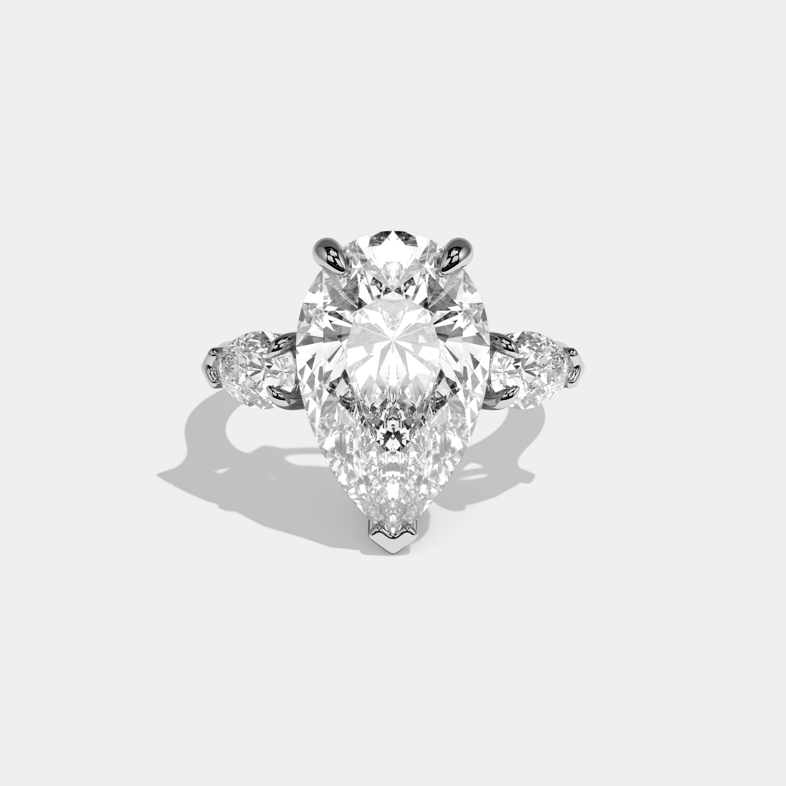 Delilah Pear Cut Diamond With Pear Sides Engagement Ring 10ct 18k White Gold