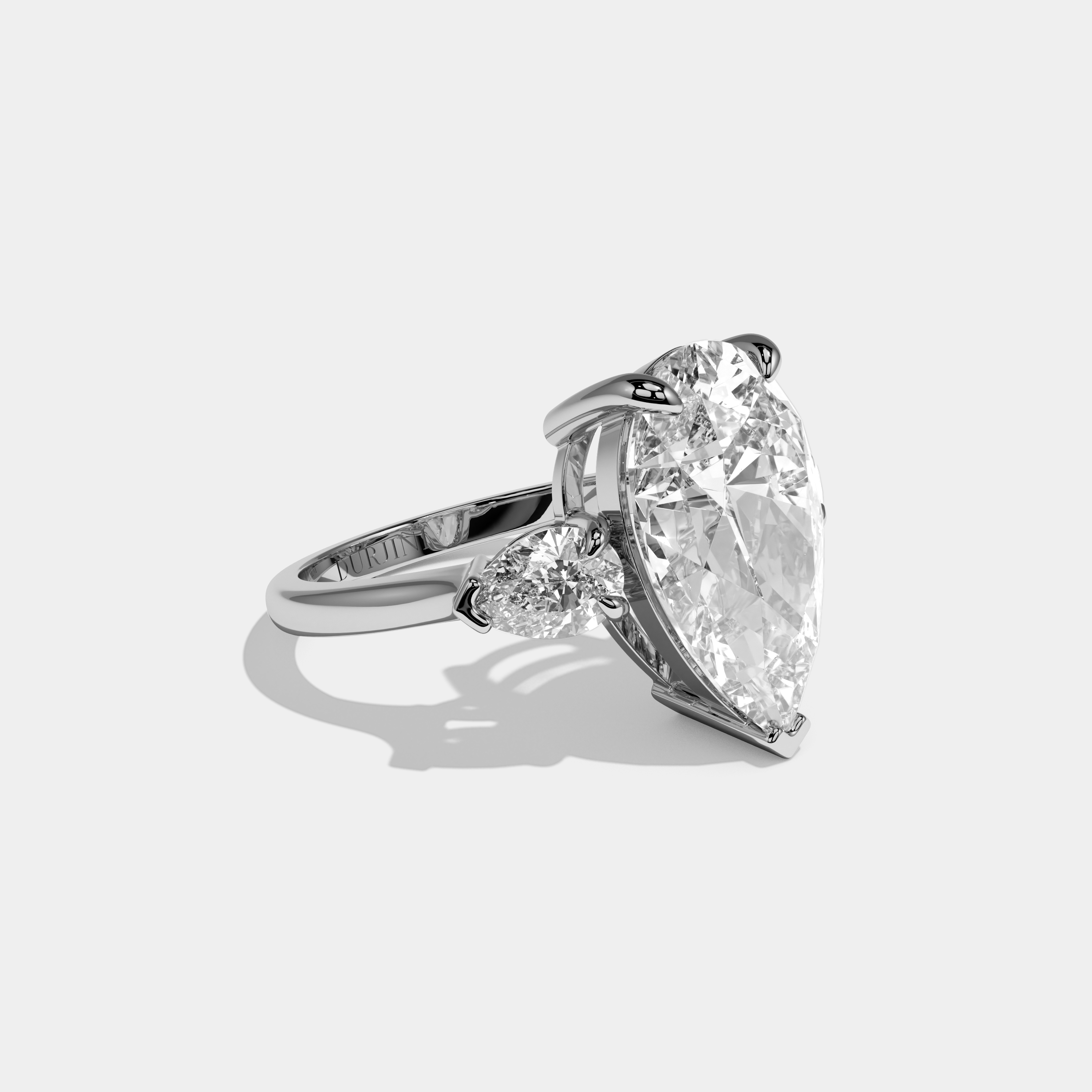 Delilah Pear Cut Diamond With Pear Sides Engagement Ring 10ct 18k White Gold