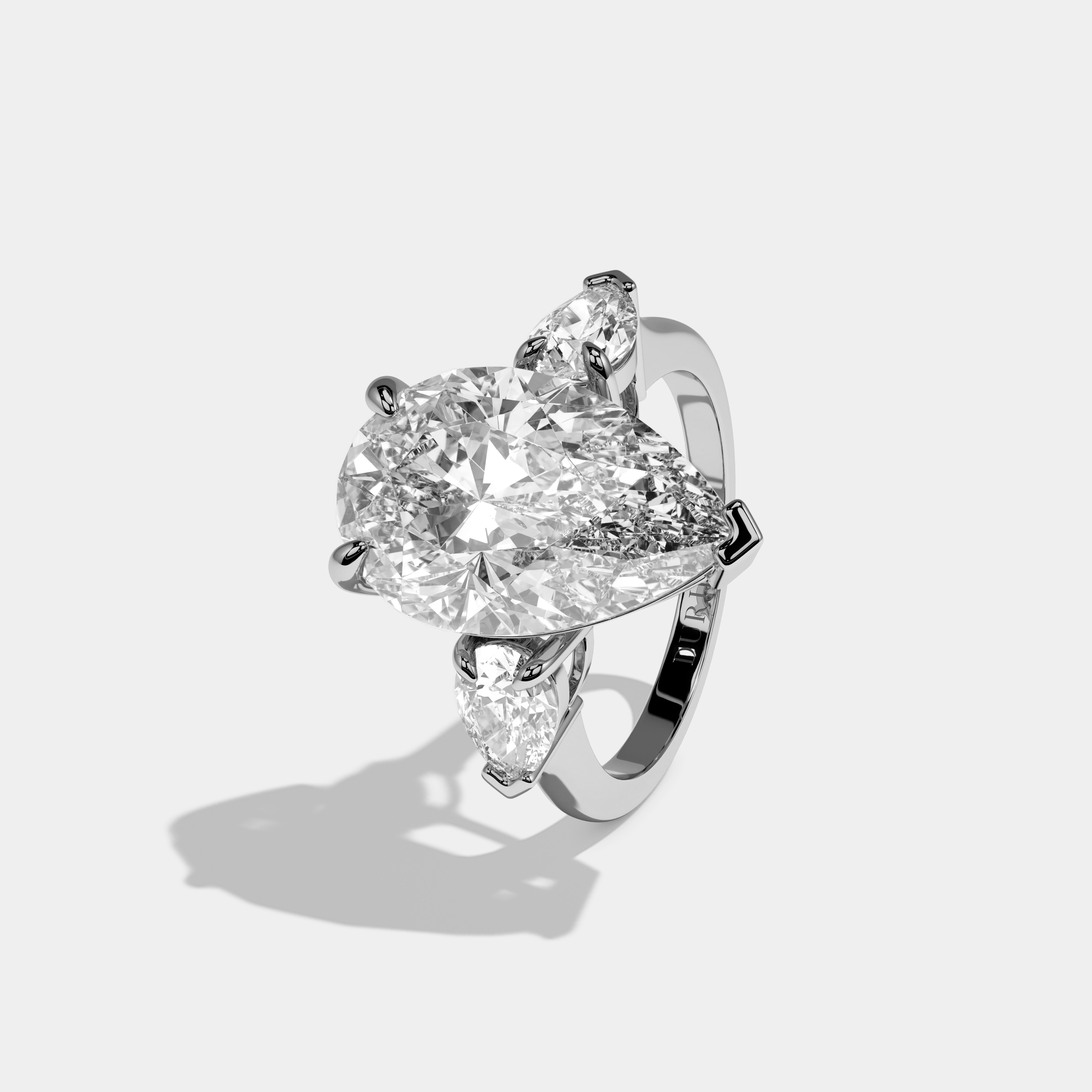 Delilah Pear Cut Diamond With Pear Sides Engagement Ring 10ct 18k White Gold
