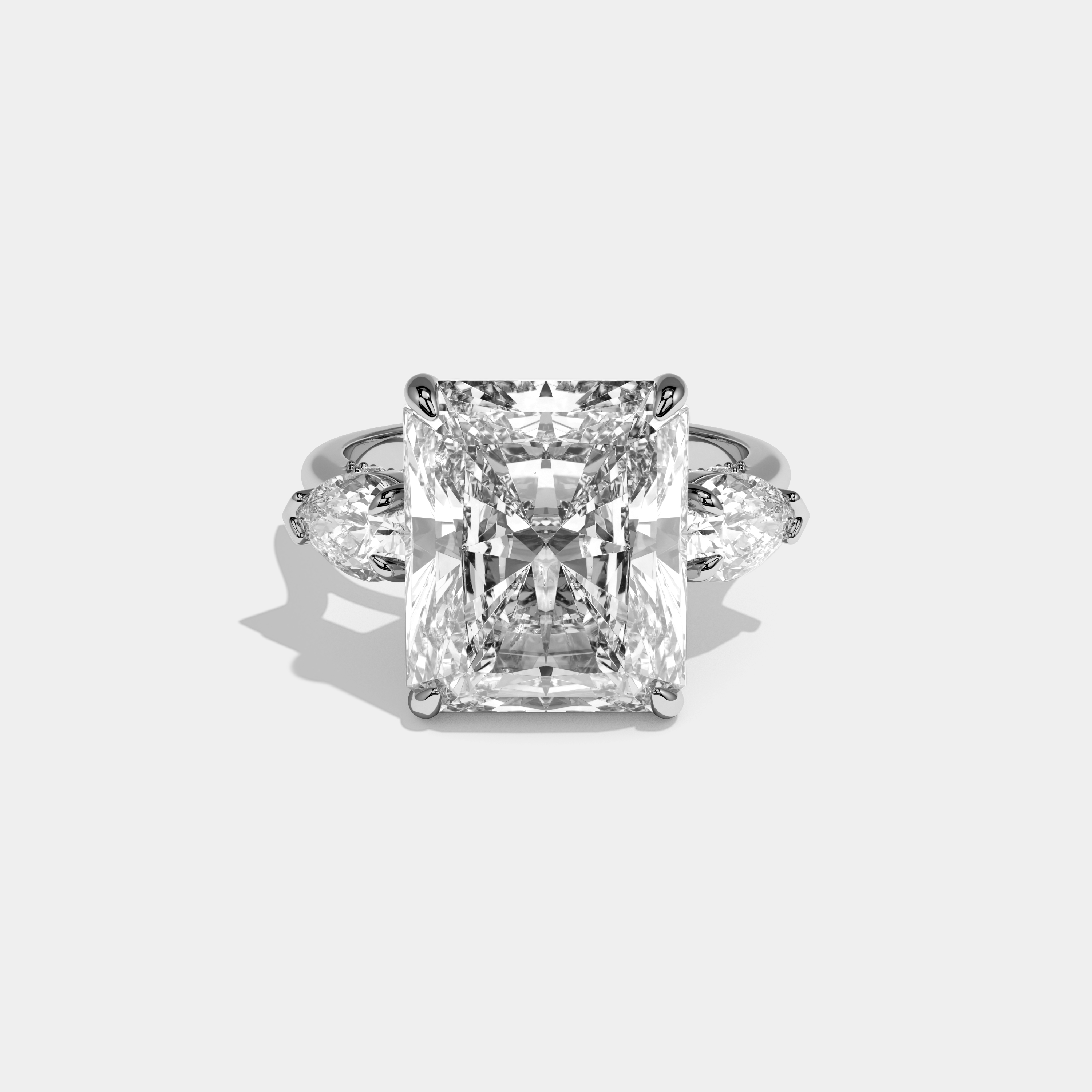Gabriella Radiant Cut Diamond Halo Plain Band With Pear Sides Engagement Ring 10ct 18k White Gold