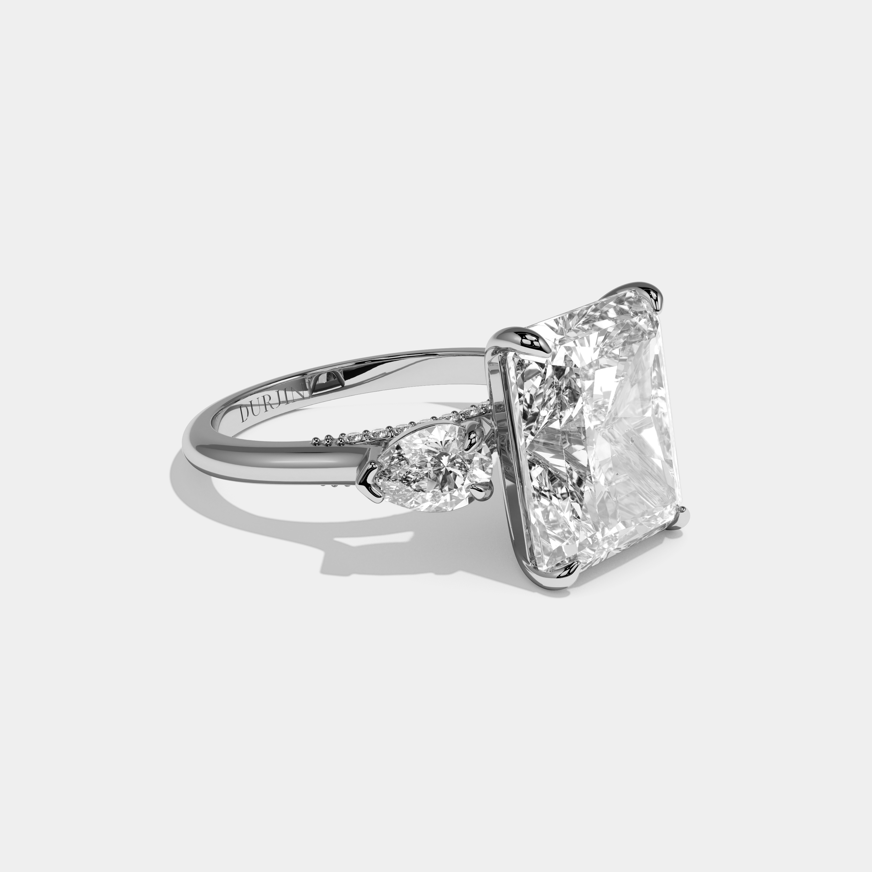 Gabriella Radiant Cut Diamond Halo Plain Band With Pear Sides Engagement Ring 10ct 18k White Gold