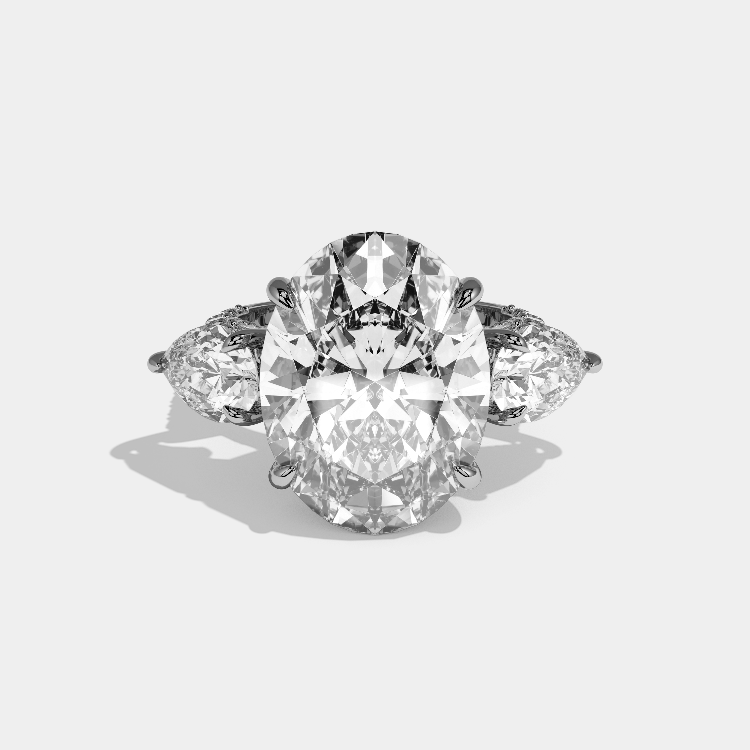 Lila Oval Brilliant Cut Diamond Halo With Pear Sides Engagement Ring 10ct 18k White Gold