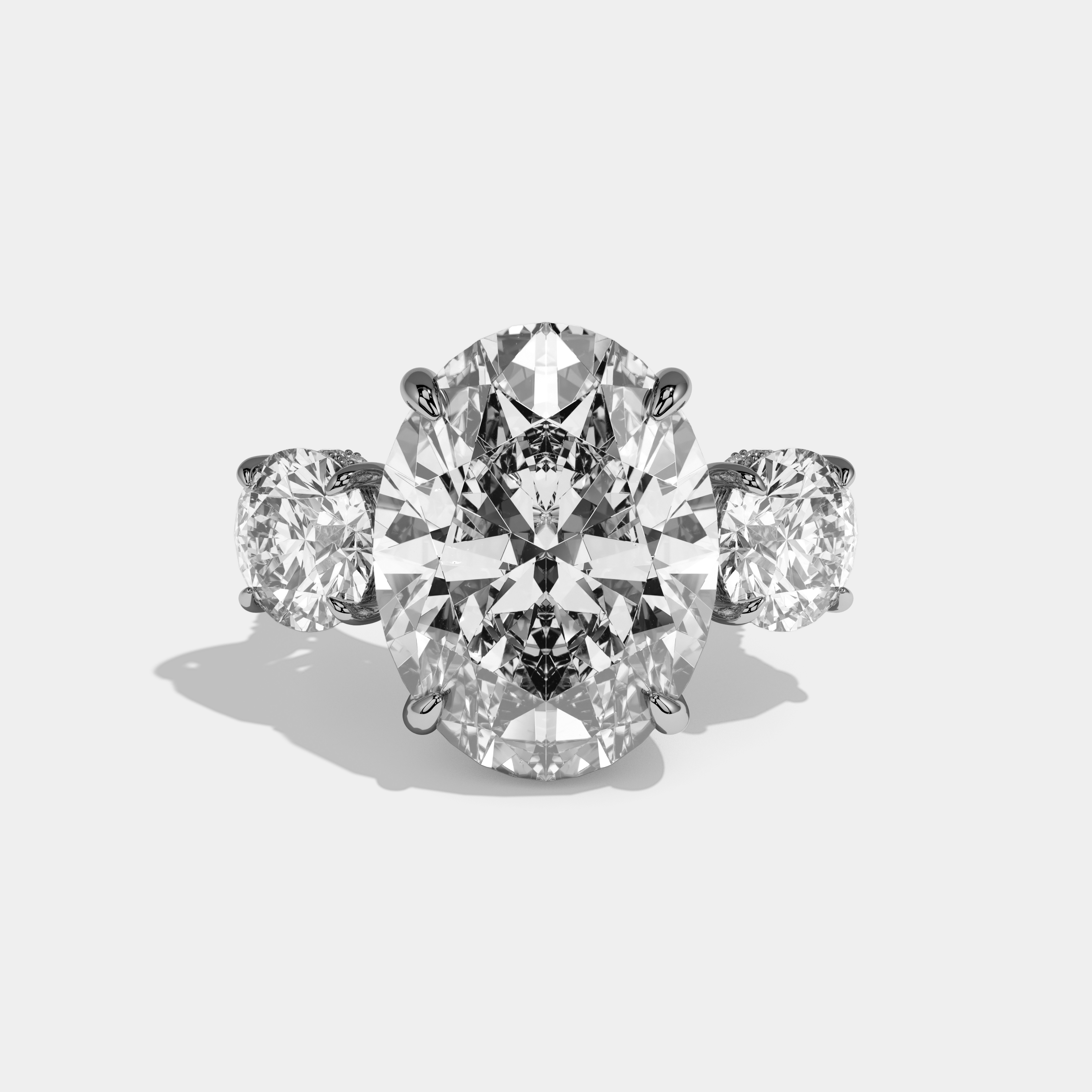 Parker Oval Brilliant Cut Diamond Halo With Round Sides Engagement Ring 10ct 18k White Gold