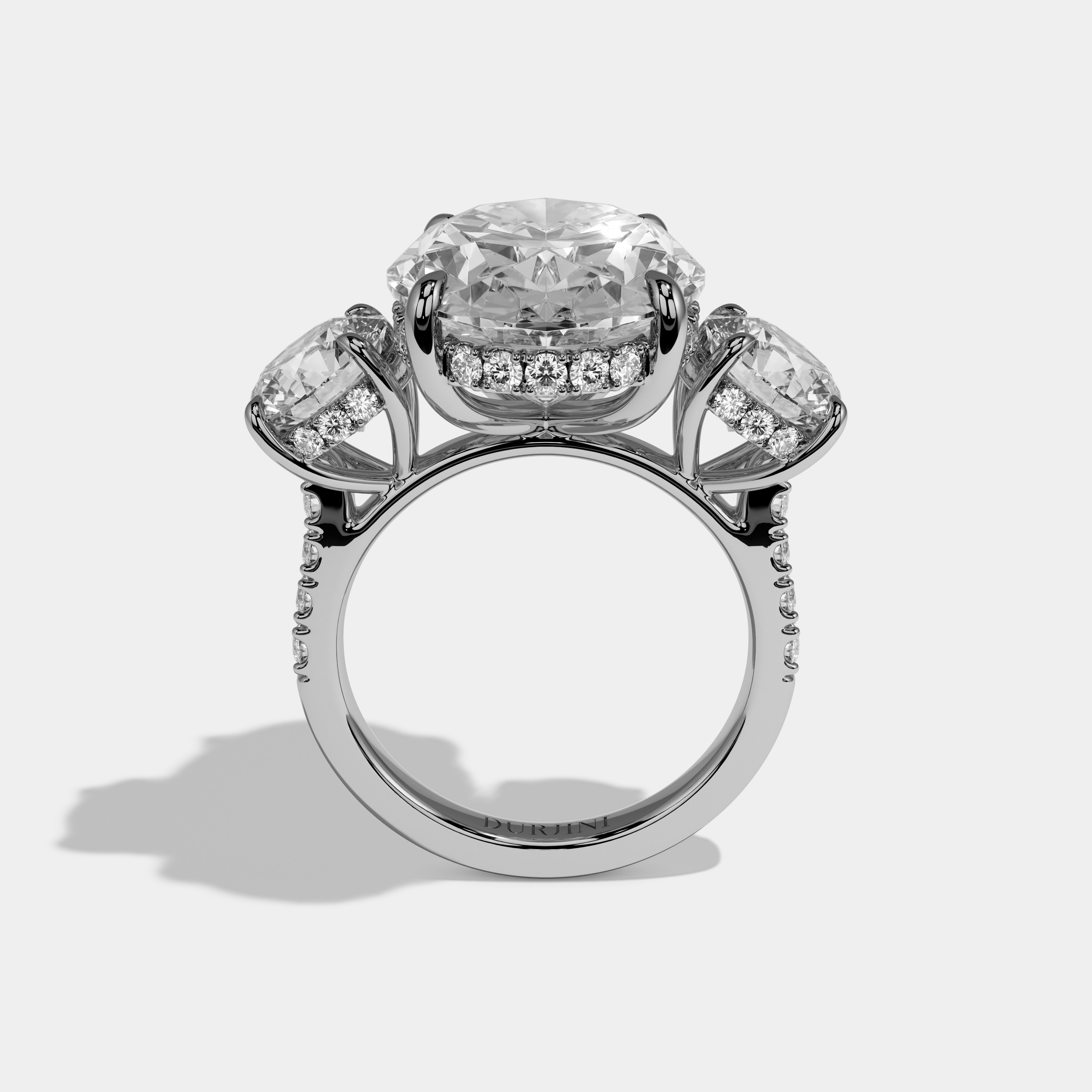 Parker Oval Brilliant Cut Diamond Halo With Round Sides Engagement Ring 10ct 18k White Gold