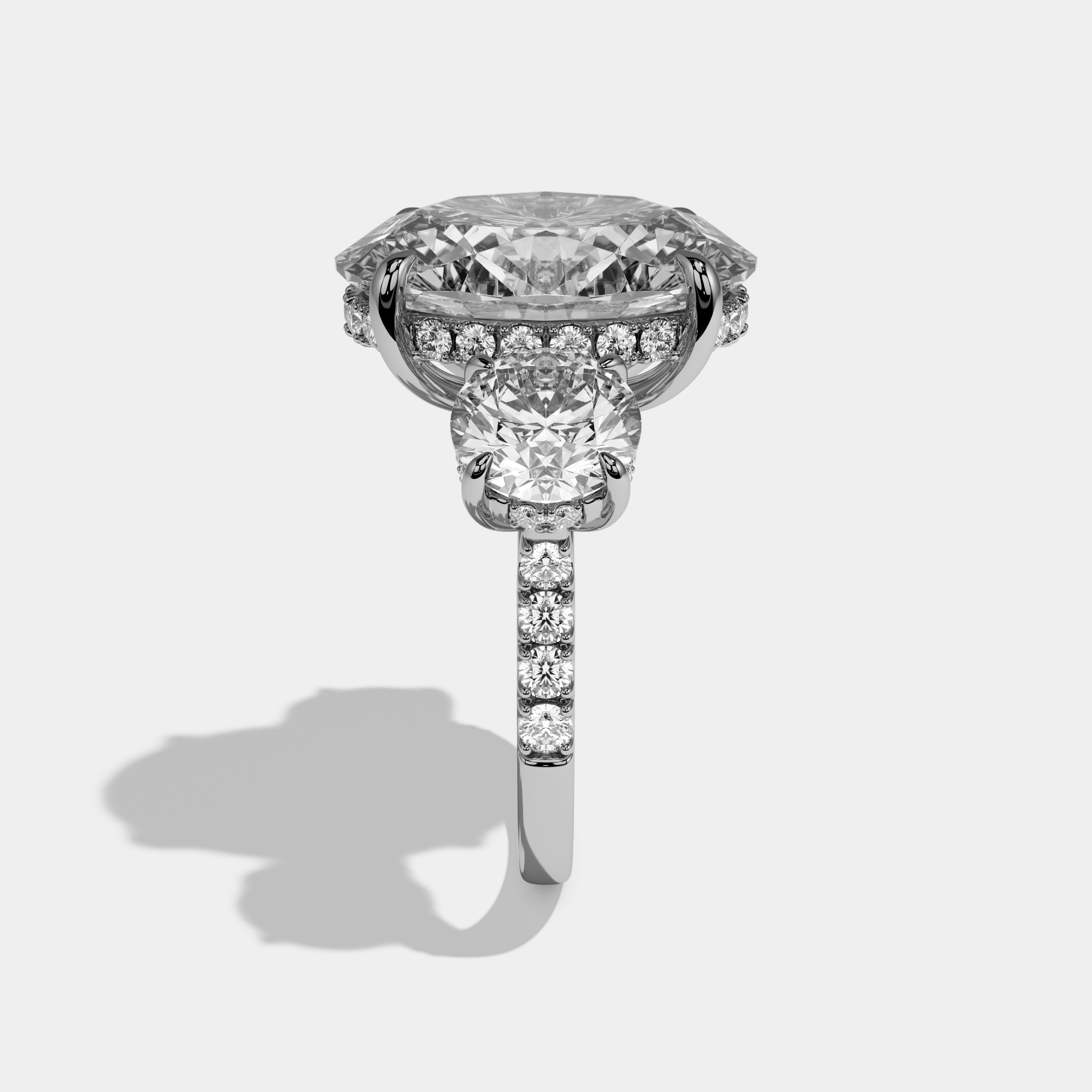 Parker Oval Brilliant Cut Diamond Halo With Round Sides Engagement Ring 10ct 18k White Gold