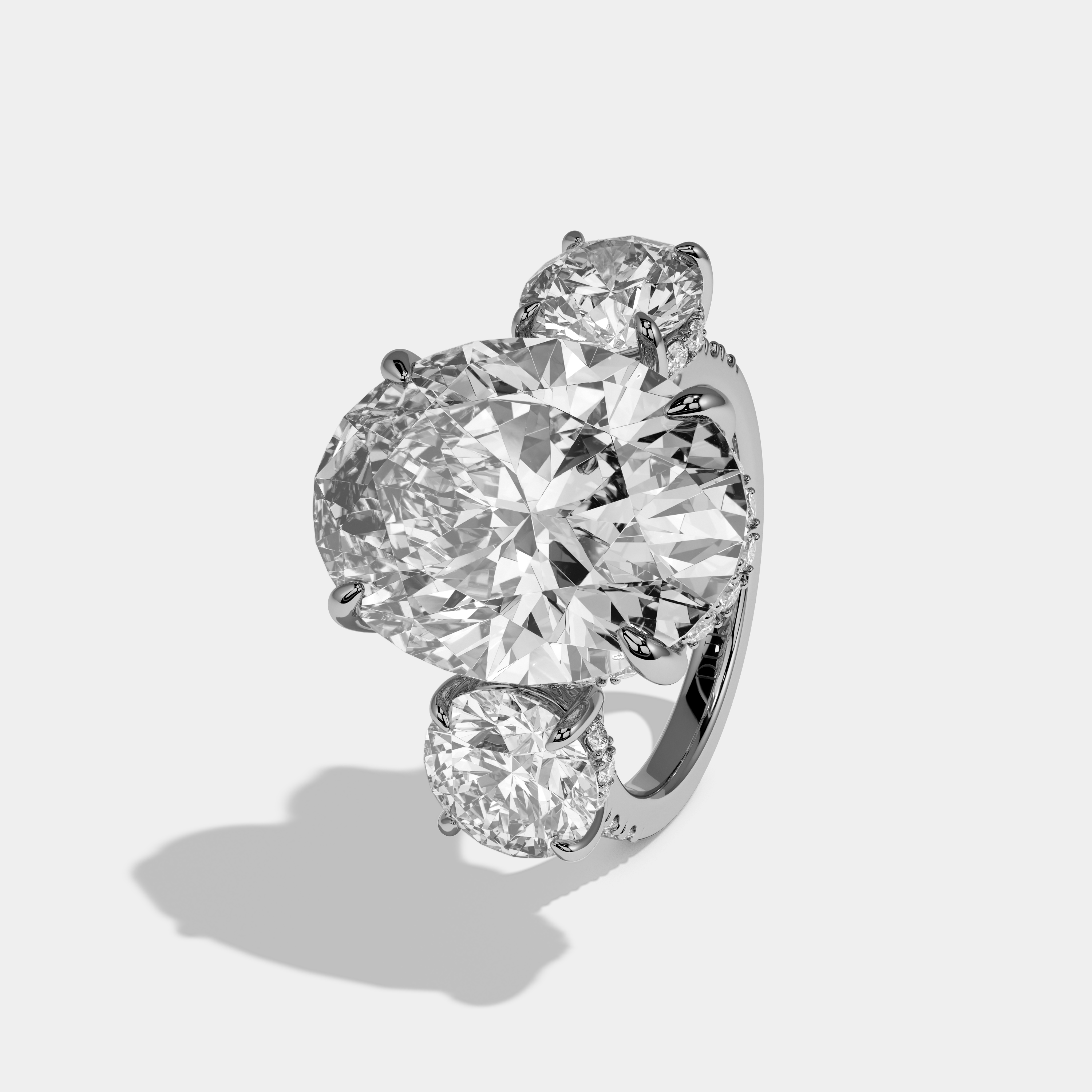 Parker Oval Brilliant Cut Diamond Halo With Round Sides Engagement Ring 10ct 18k White Gold