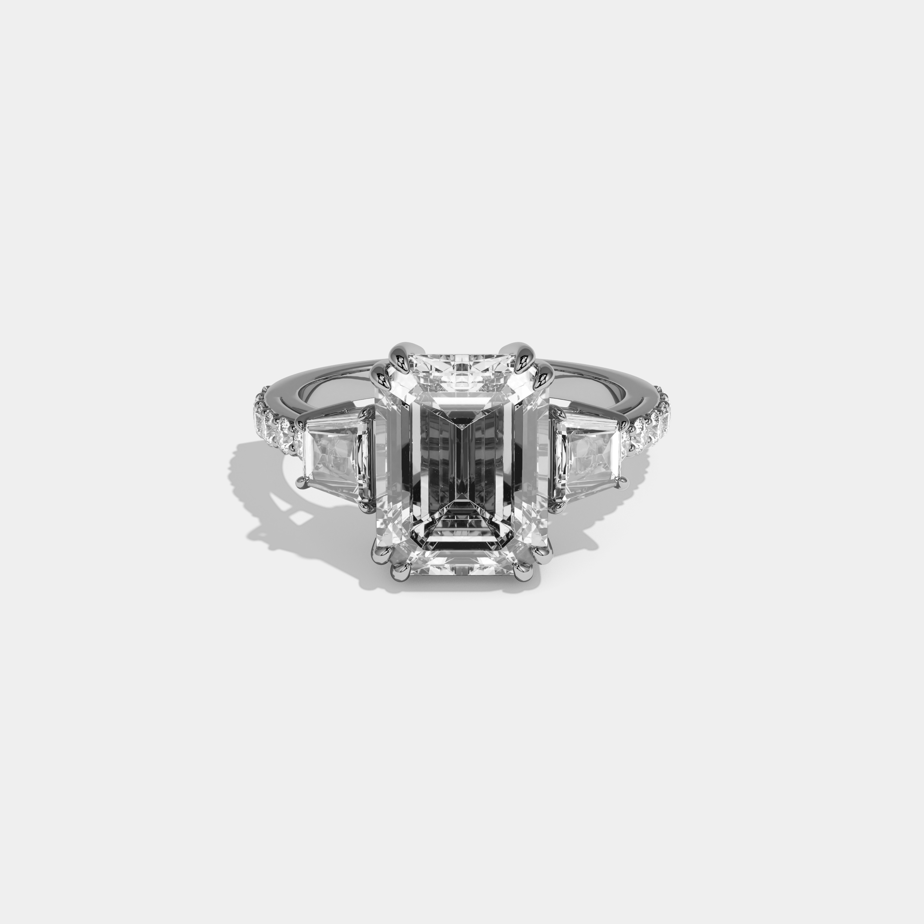 Elara Emerald Cut Diamond Band With Step Cut Sides Engagement Ring 10ct 18k White Gold