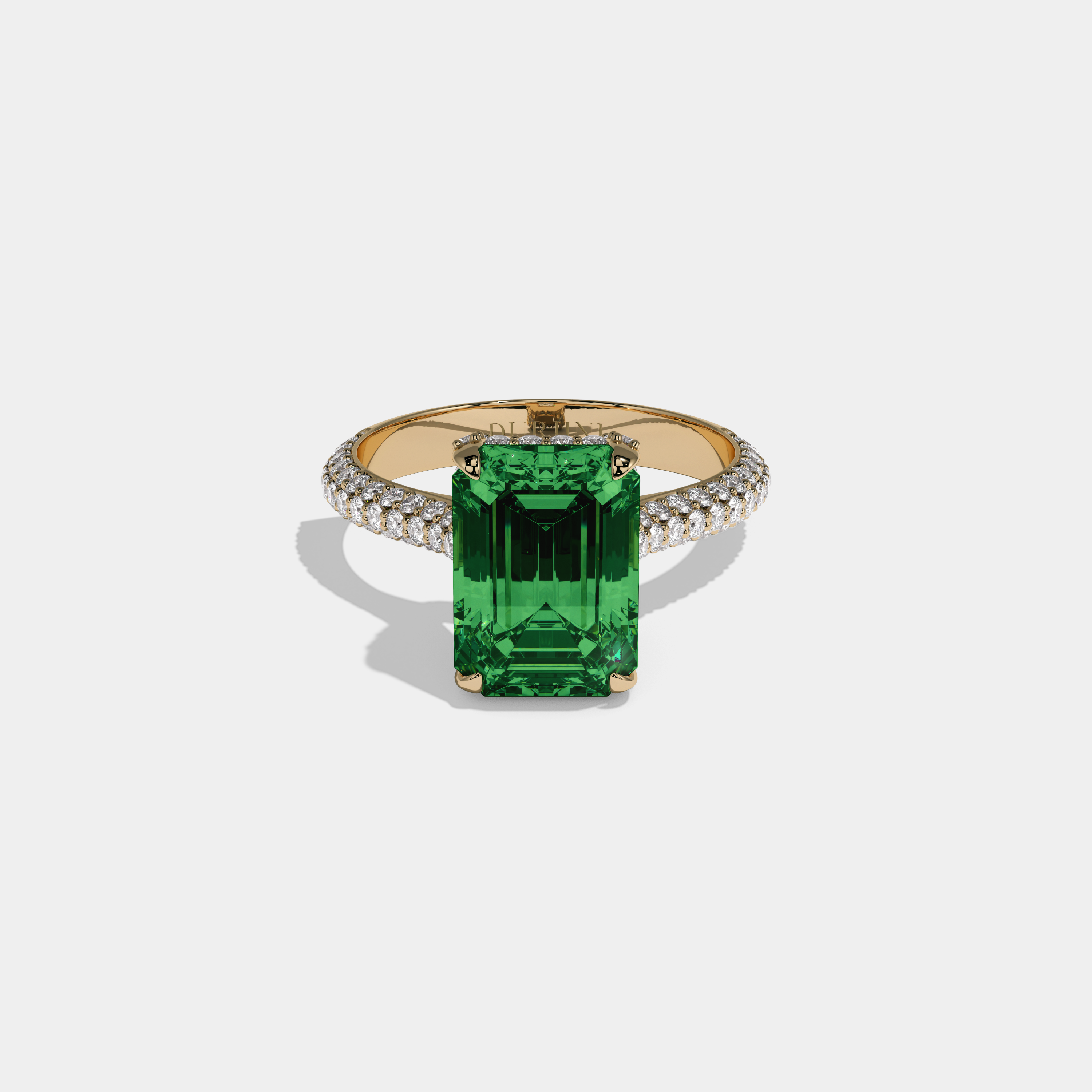 Adelaide Fancy Dark Green Emerald Cut Diamond Band Engagement Ring 6ct 18K Yellow Gold