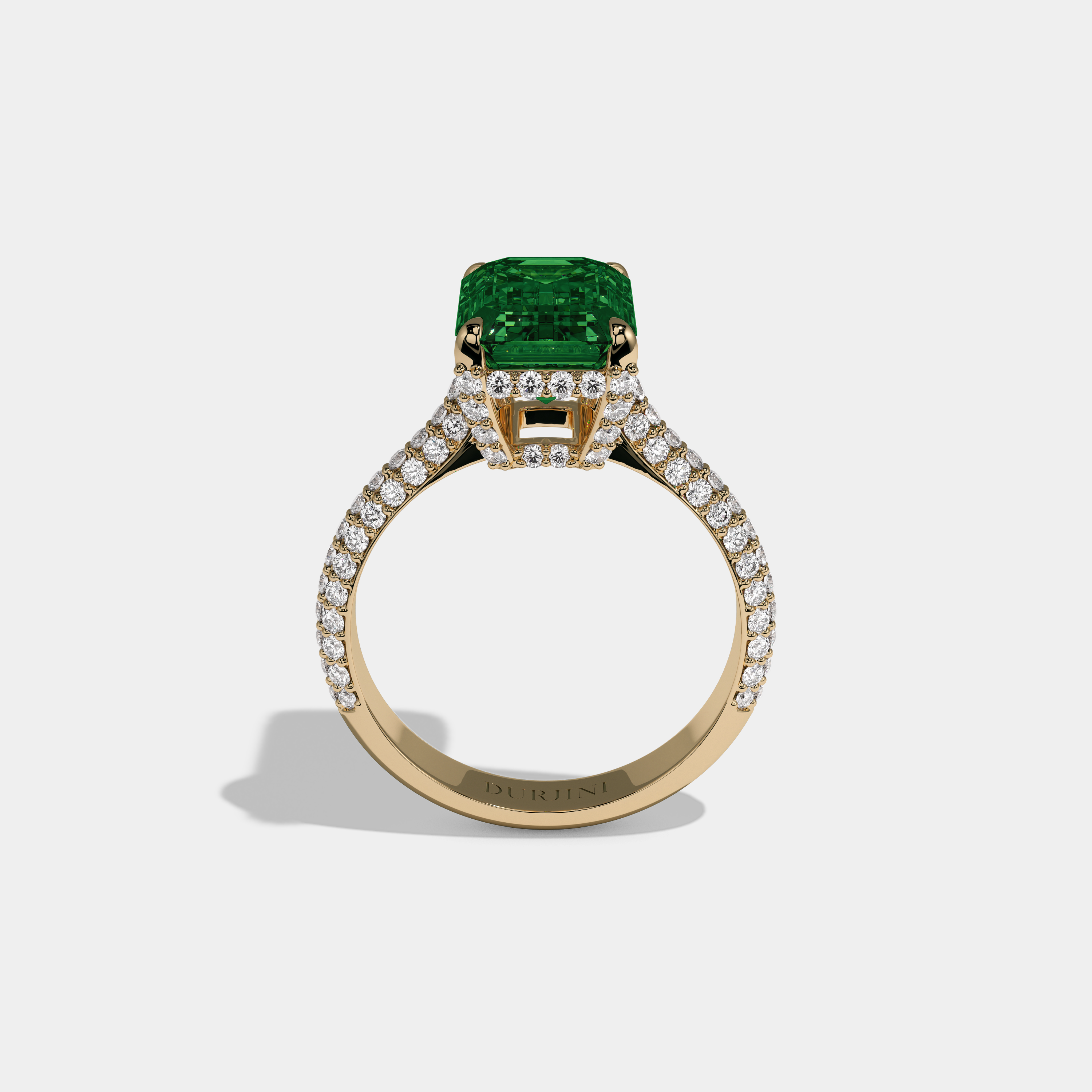 Adelaide Fancy Dark Green Emerald Cut Diamond Band Engagement Ring 6ct 18K Yellow Gold