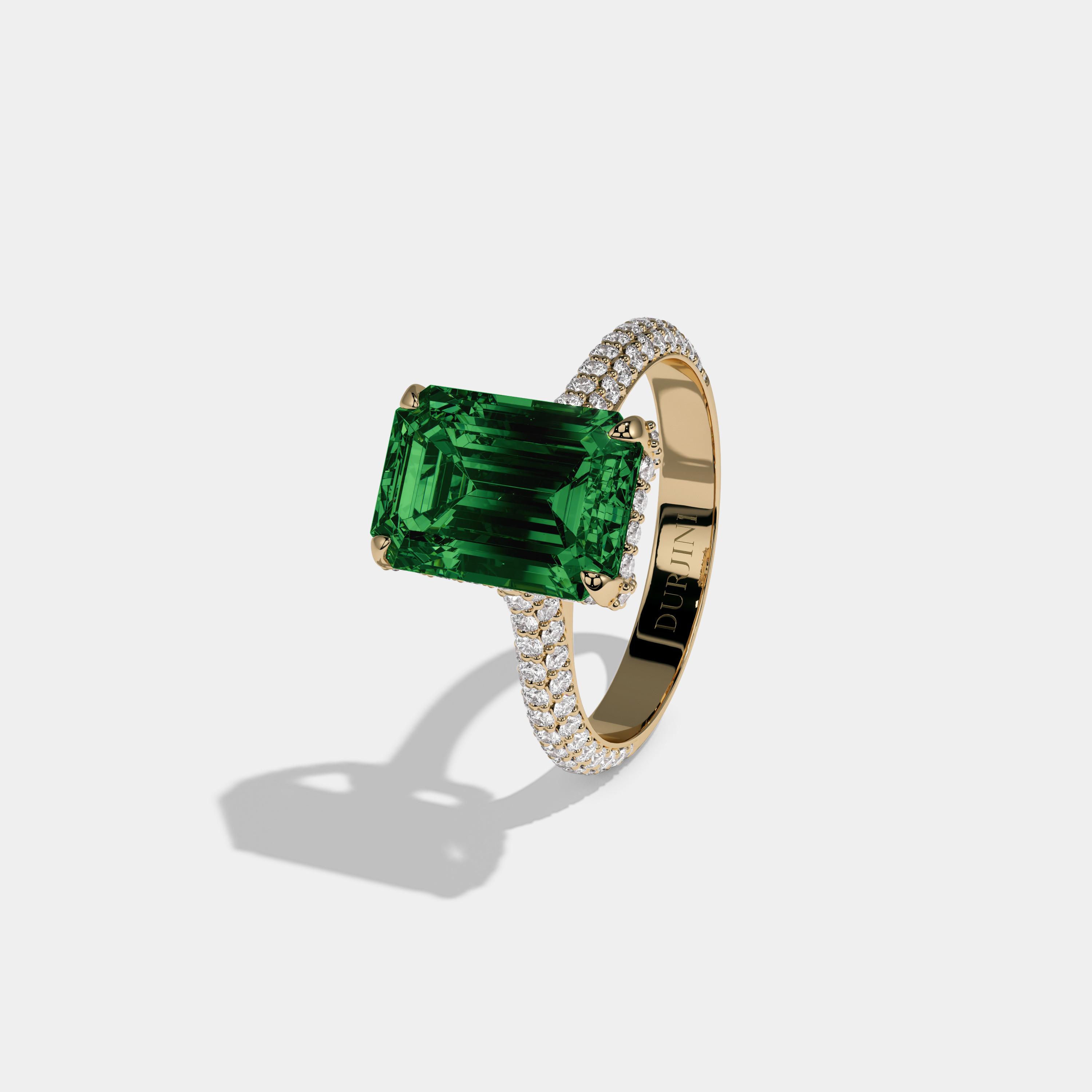 Adelaide Fancy Dark Green Emerald Cut Diamond Band Engagement Ring 6ct 18K Yellow Gold