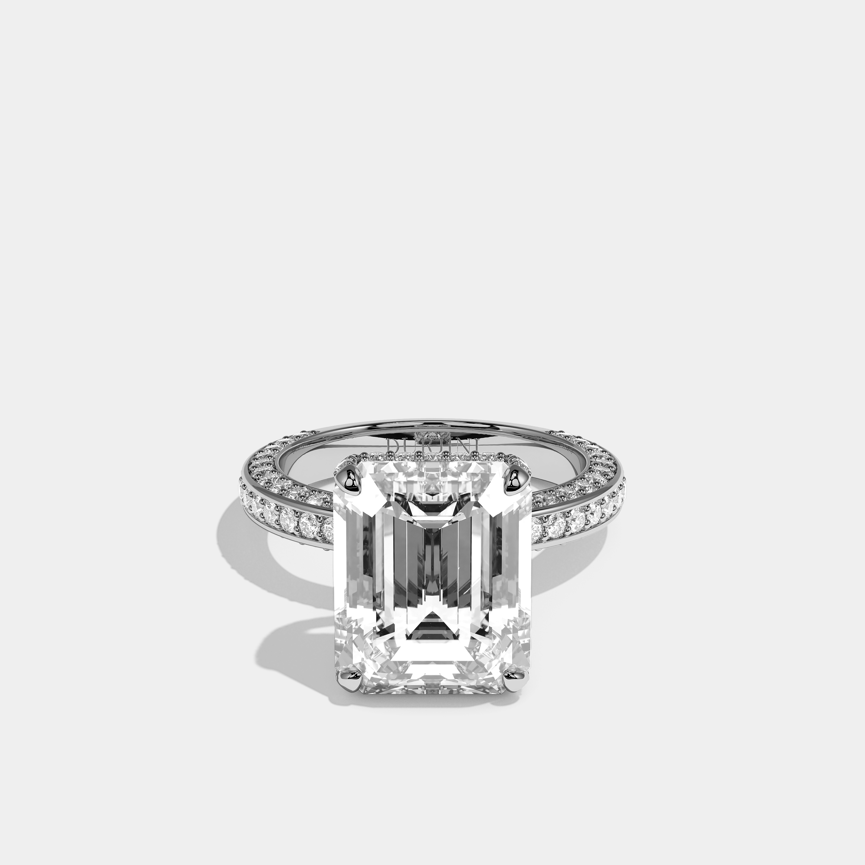 Eleanor Diamond Emerald Cut Engagement Ring 18K White Gold 11.00ct