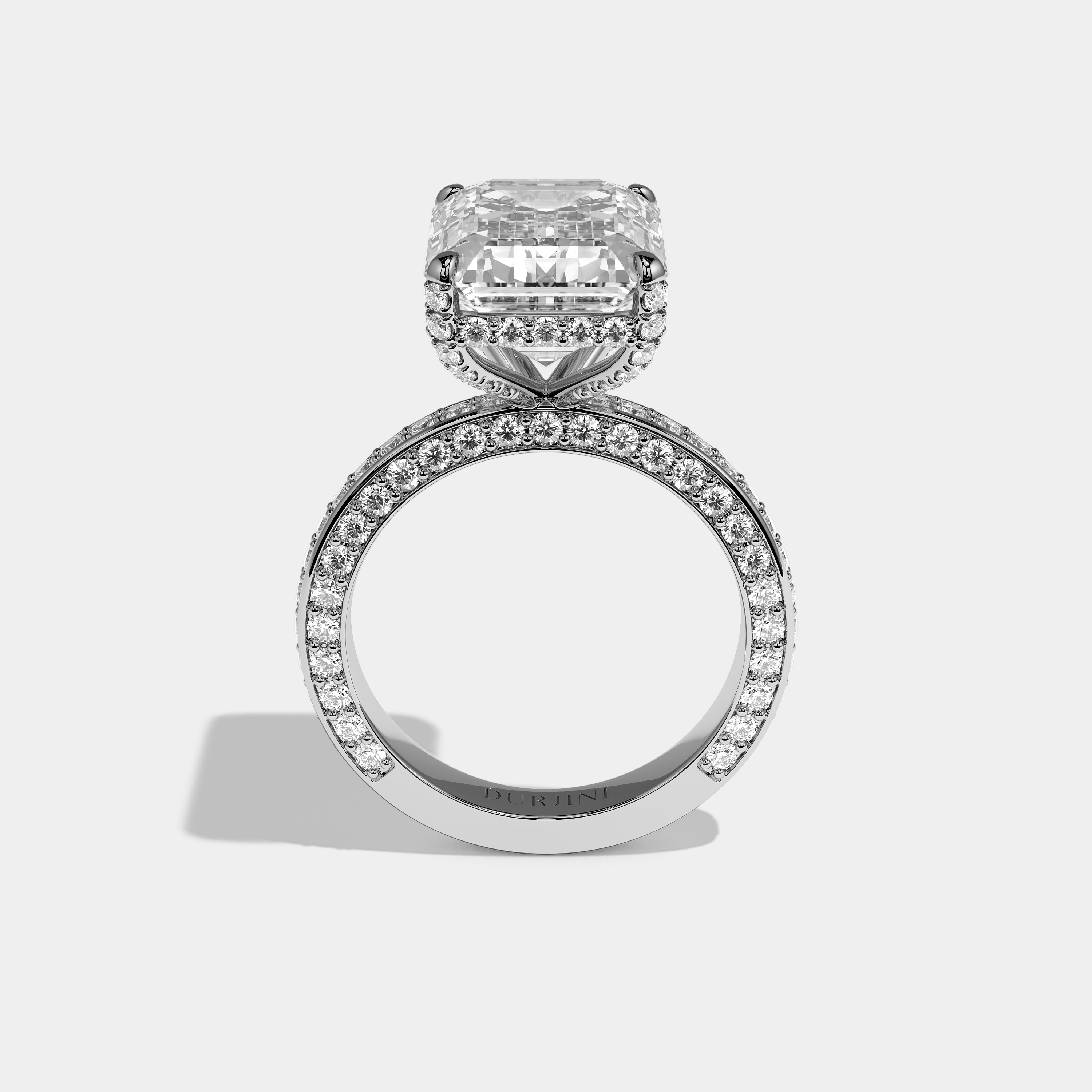 Eleanor Diamond Emerald Cut Engagement Ring 18K White Gold 11.00ct