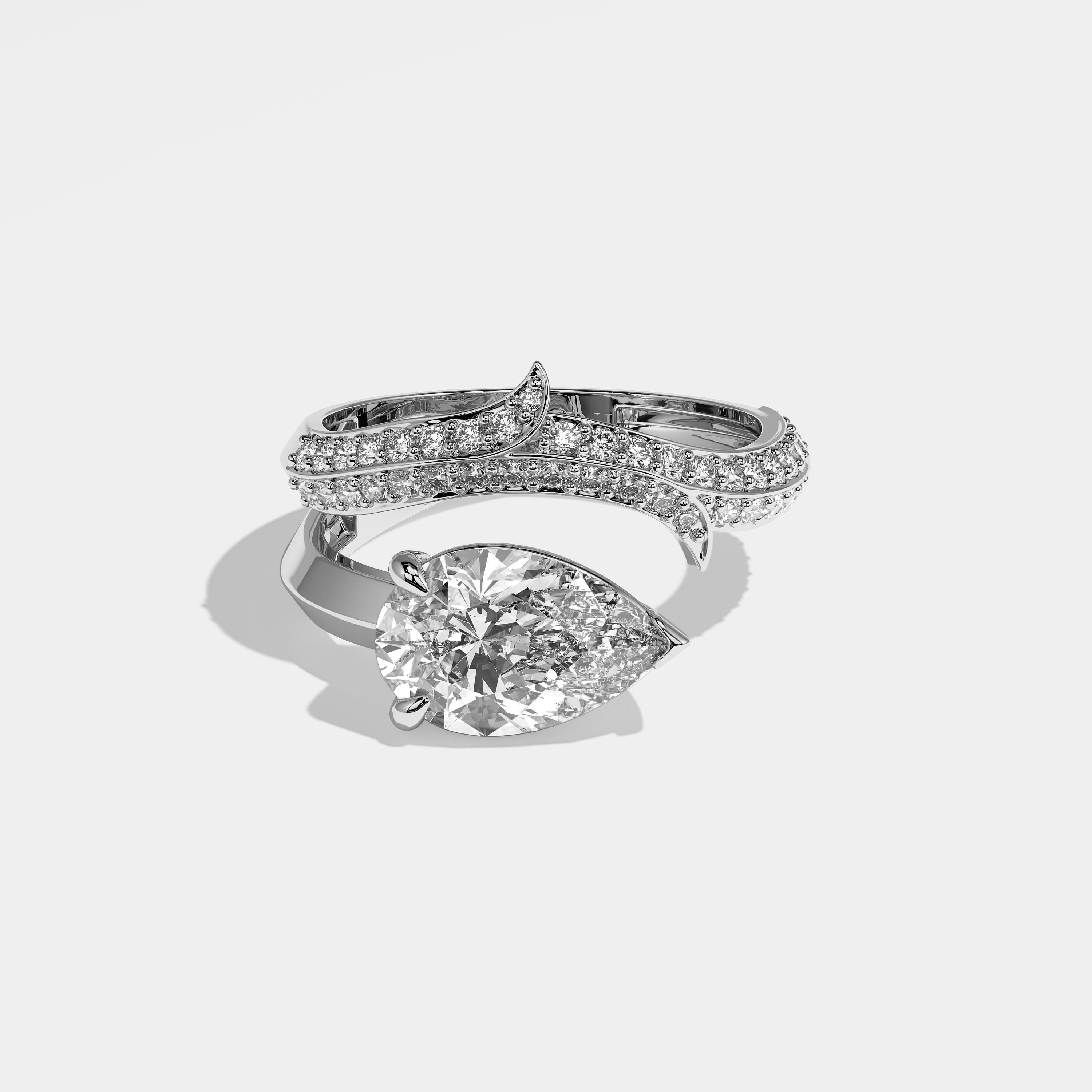 Anya Diamond Pear Engagement Ring 18K White Gold 3.00ct