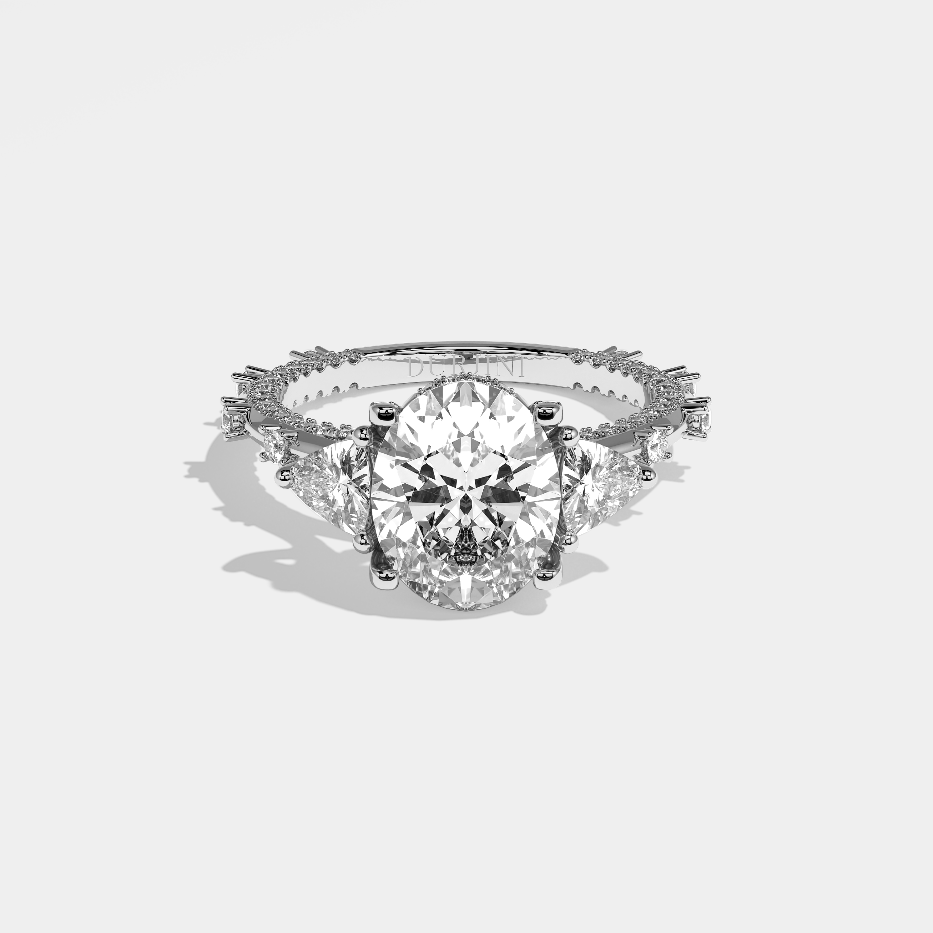 Arwen Diamond Oval Halo Engagement Ring 18K White Gold 3.50ct