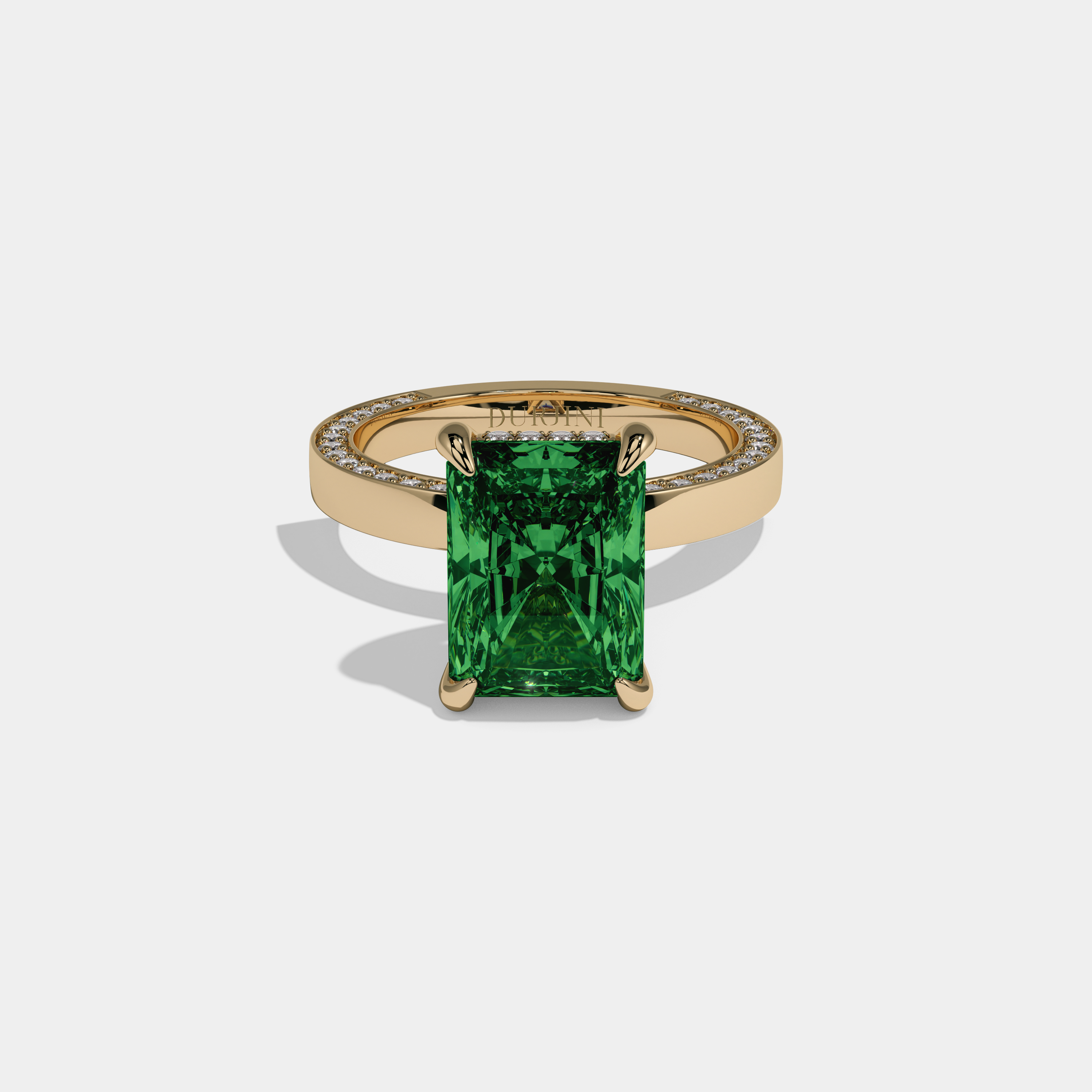 Mary Fancy Dark Green Radiant Cut Diamond Hidden Band Engagement Ring 6ct 18K Yellow Gold