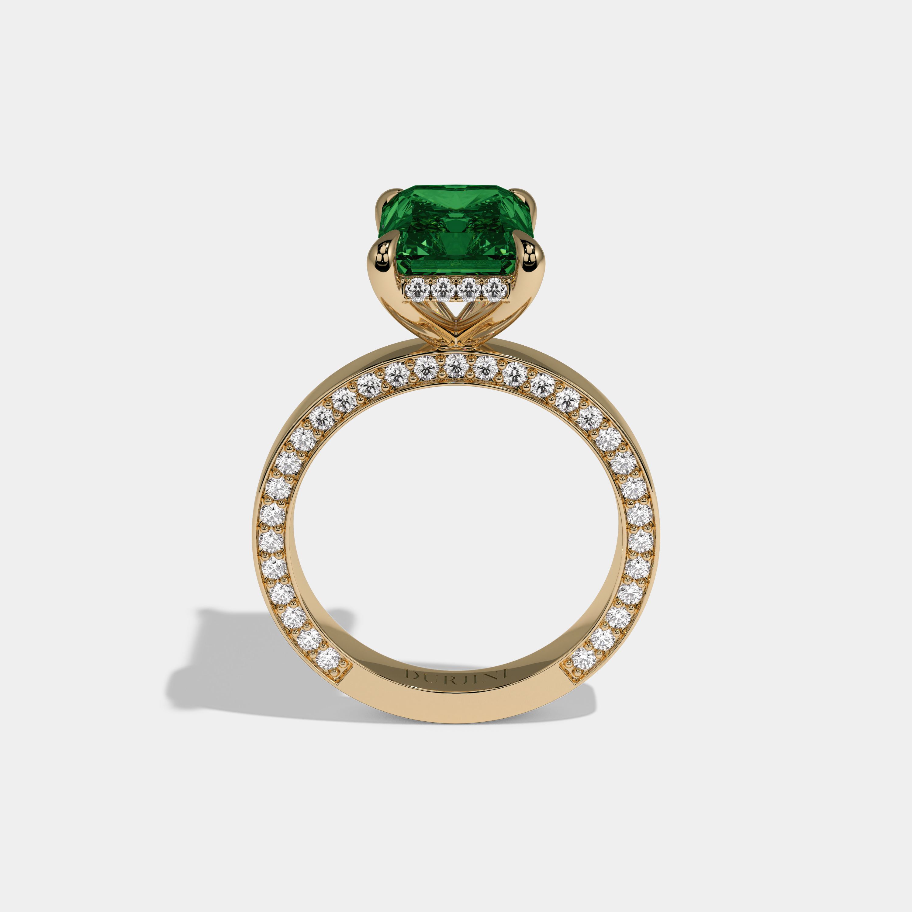 Mary Fancy Dark Green Radiant Cut Diamond Hidden Band Engagement Ring 6ct 18K Yellow Gold