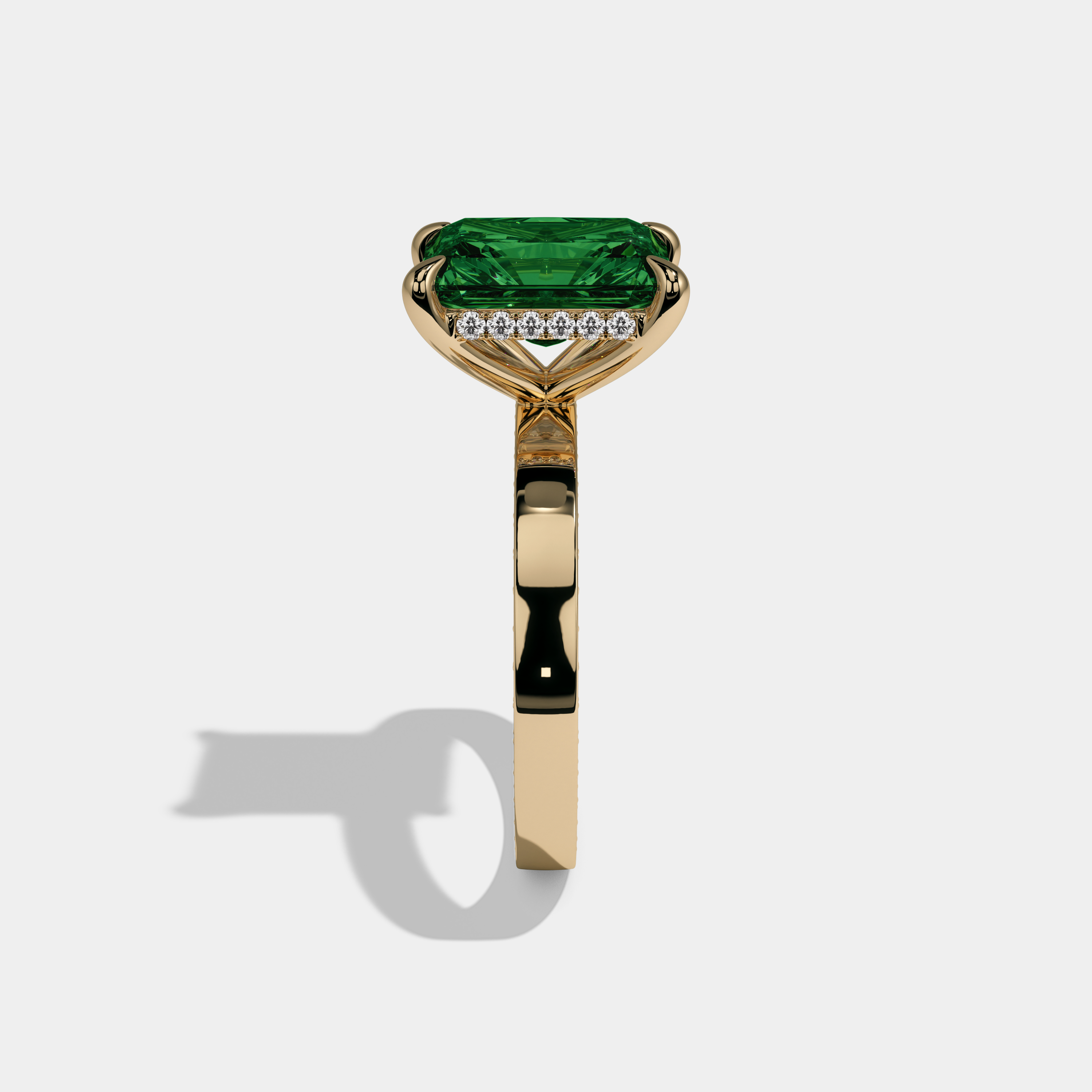 Mary Fancy Dark Green Radiant Cut Diamond Hidden Band Engagement Ring 6ct 18K Yellow Gold