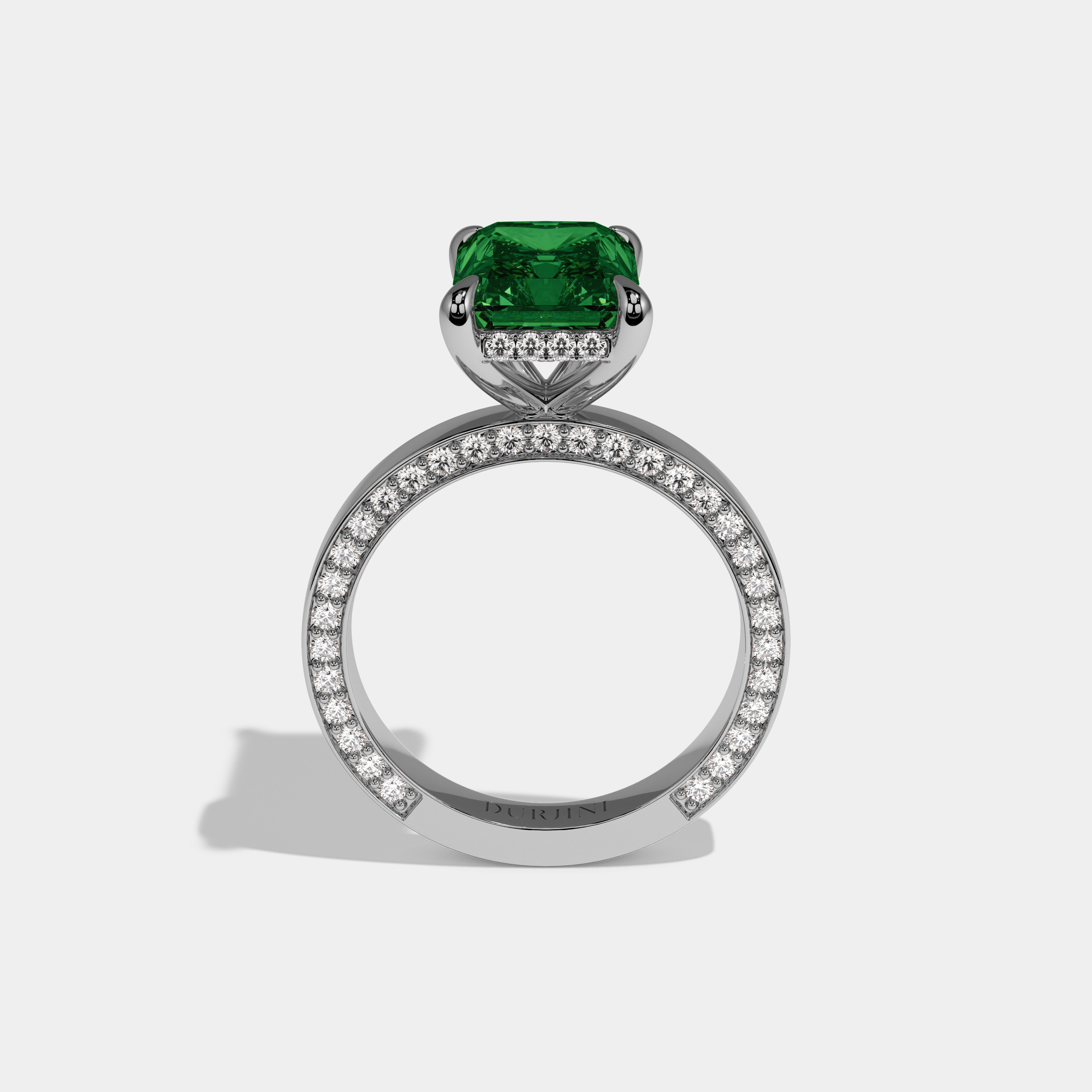 Adelaide Fancy Dark Green Radiant Cut Diamond Hidden Band Engagement Ring 6ct 18K White Gold