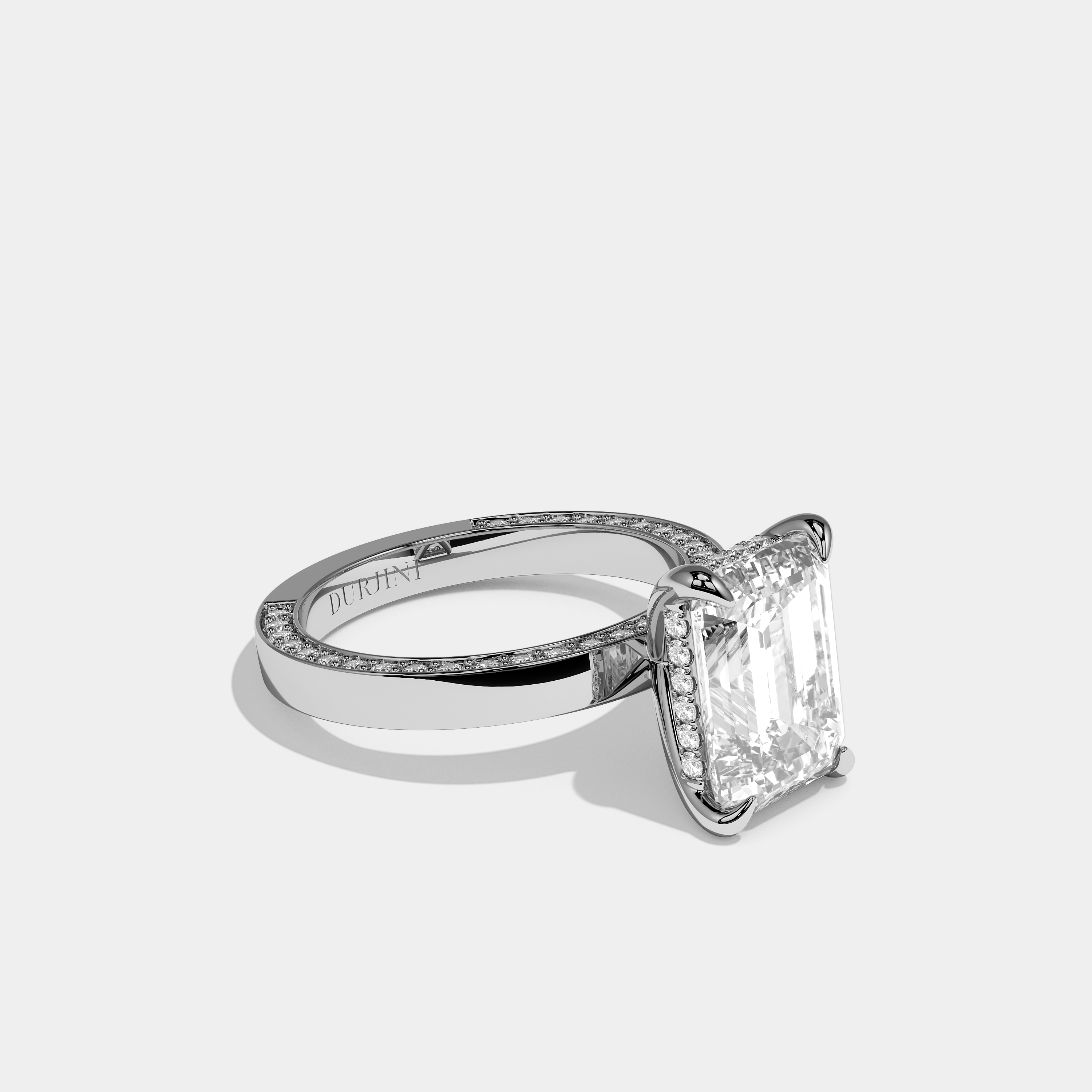 Beatrice Diamond Emerald Cut Engagement Ring 18K White Gold 8.00ct
