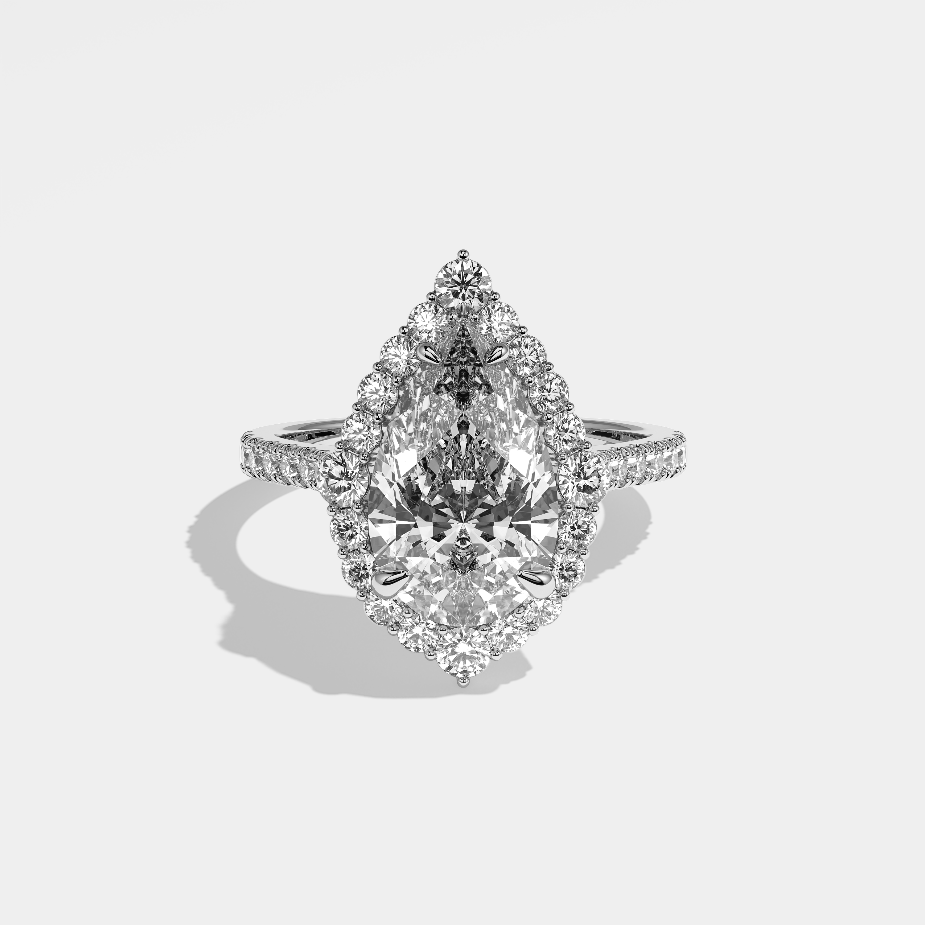 Azalea Diamond Pear Halo Engagement Ring 18K White Gold 3.00ct