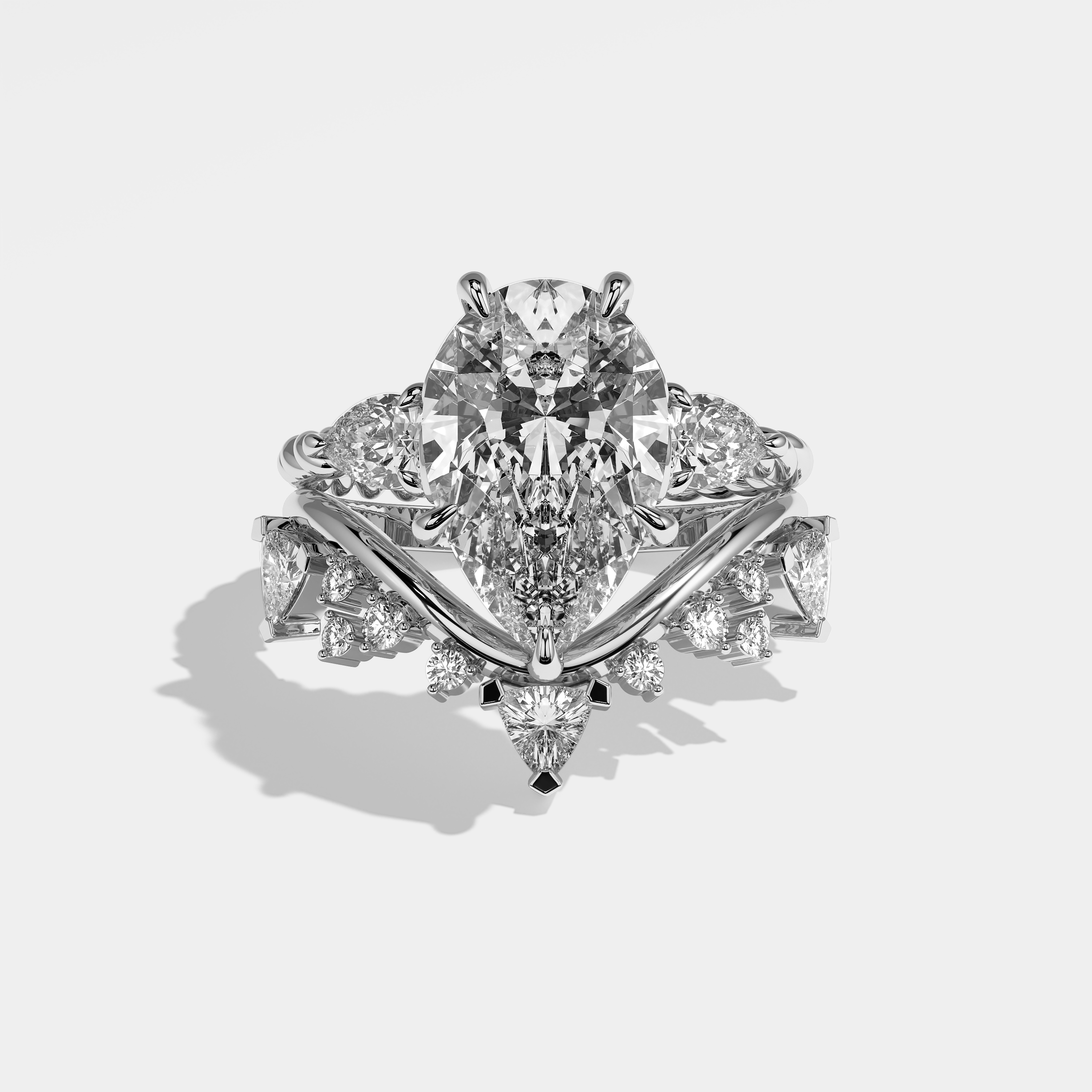 Astrid Pear Engagement Ring 18K White Gold 4.00ct (Set Of 2)