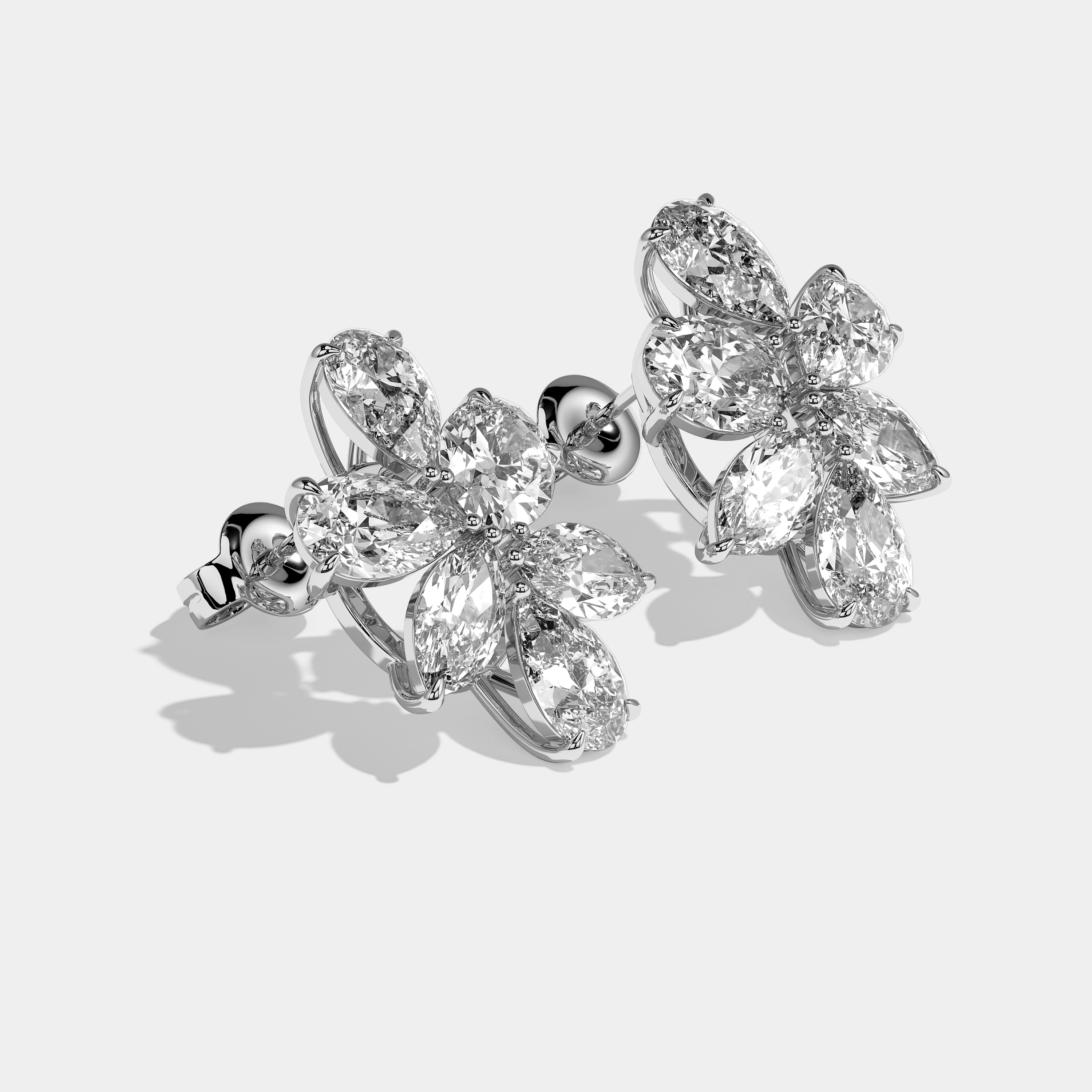 Ariella Diamond Pear Earrings 18K White Gold 4.00ct