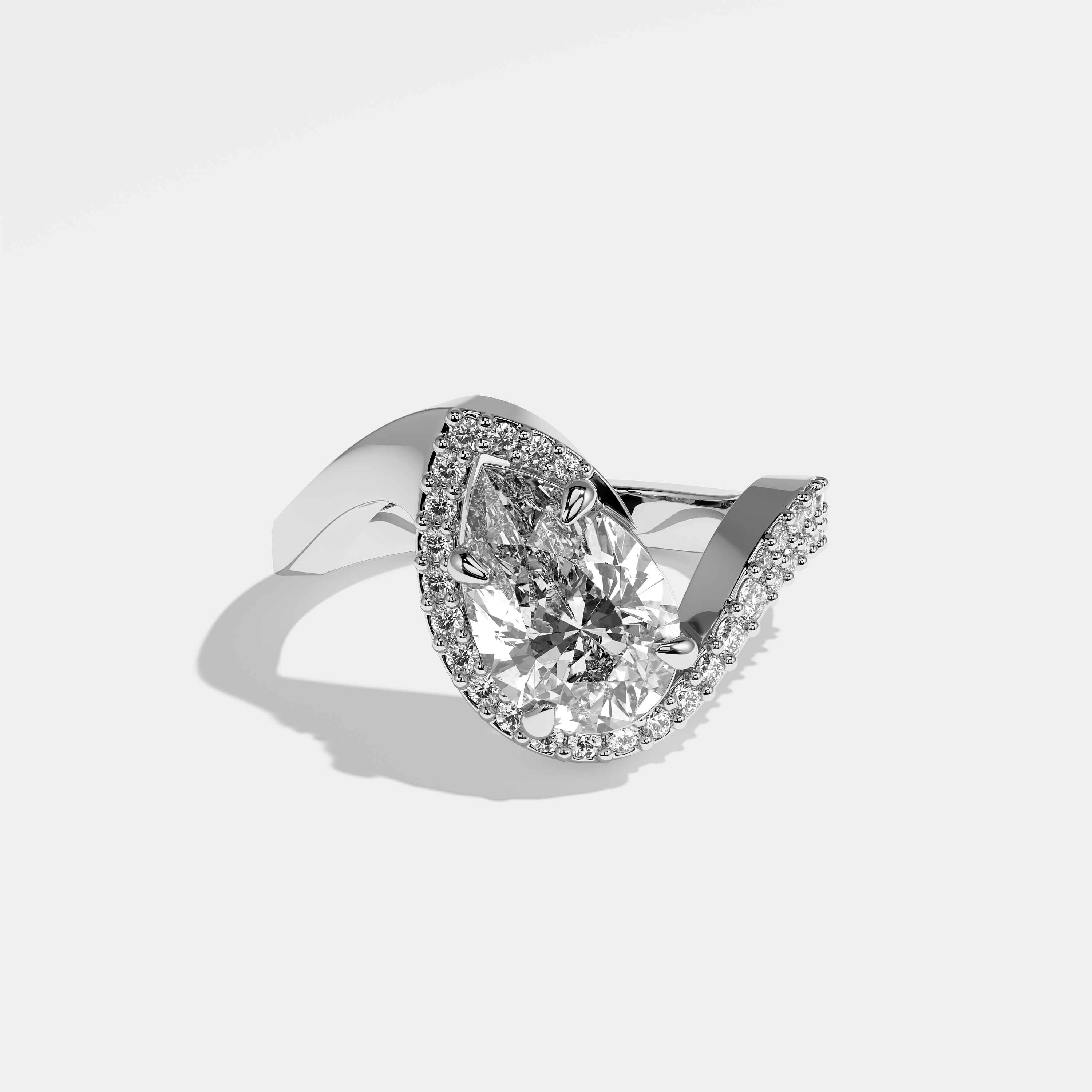 Aisling Diamond Pear Engagement Ring 18K White Gold 3.00ct