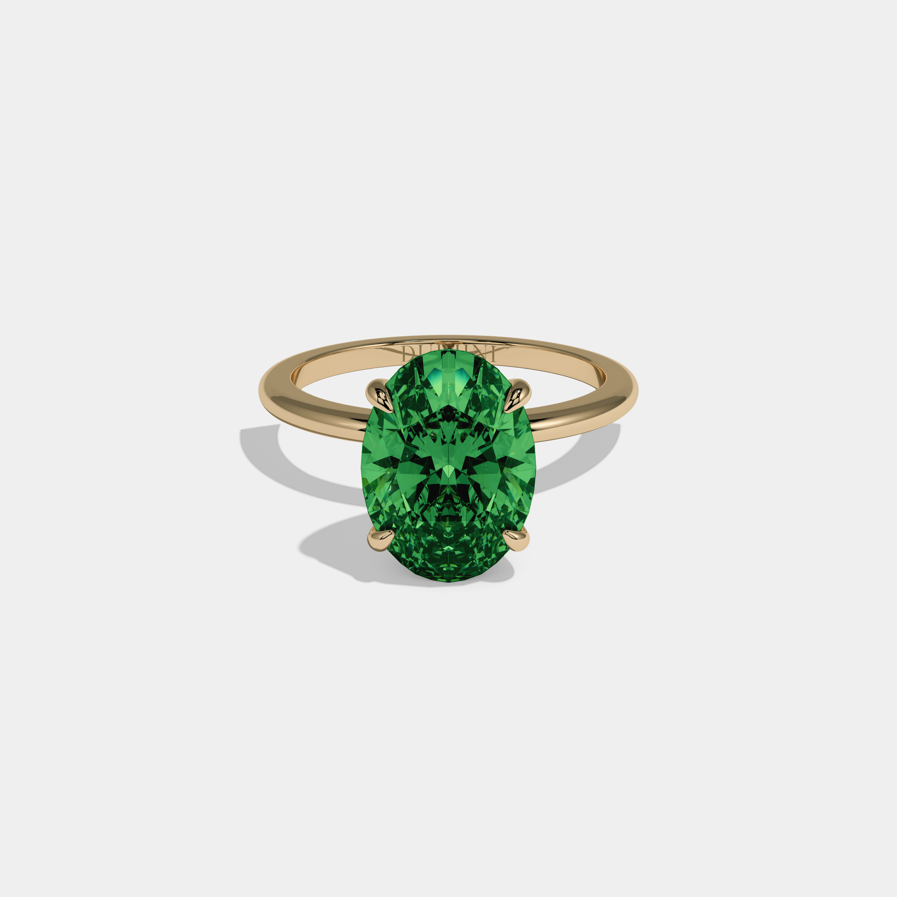 Helena Fancy Dark Green Oval Cut Diamond Plain Band Engagement Ring 6.5ct 18K Yellow Gold
