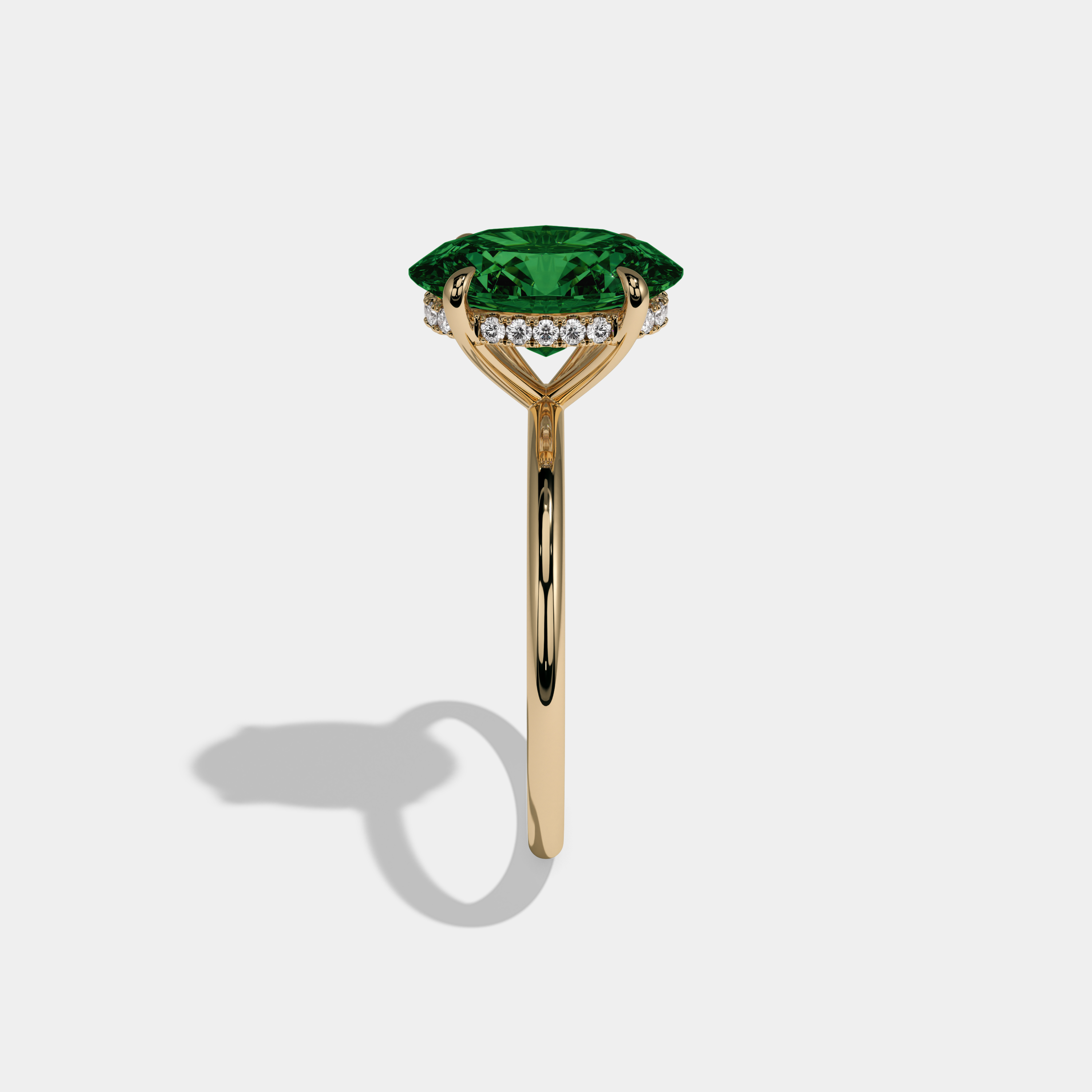 Helena Fancy Dark Green Oval Cut Diamond Plain Band Engagement Ring 6.5ct 18K Yellow Gold