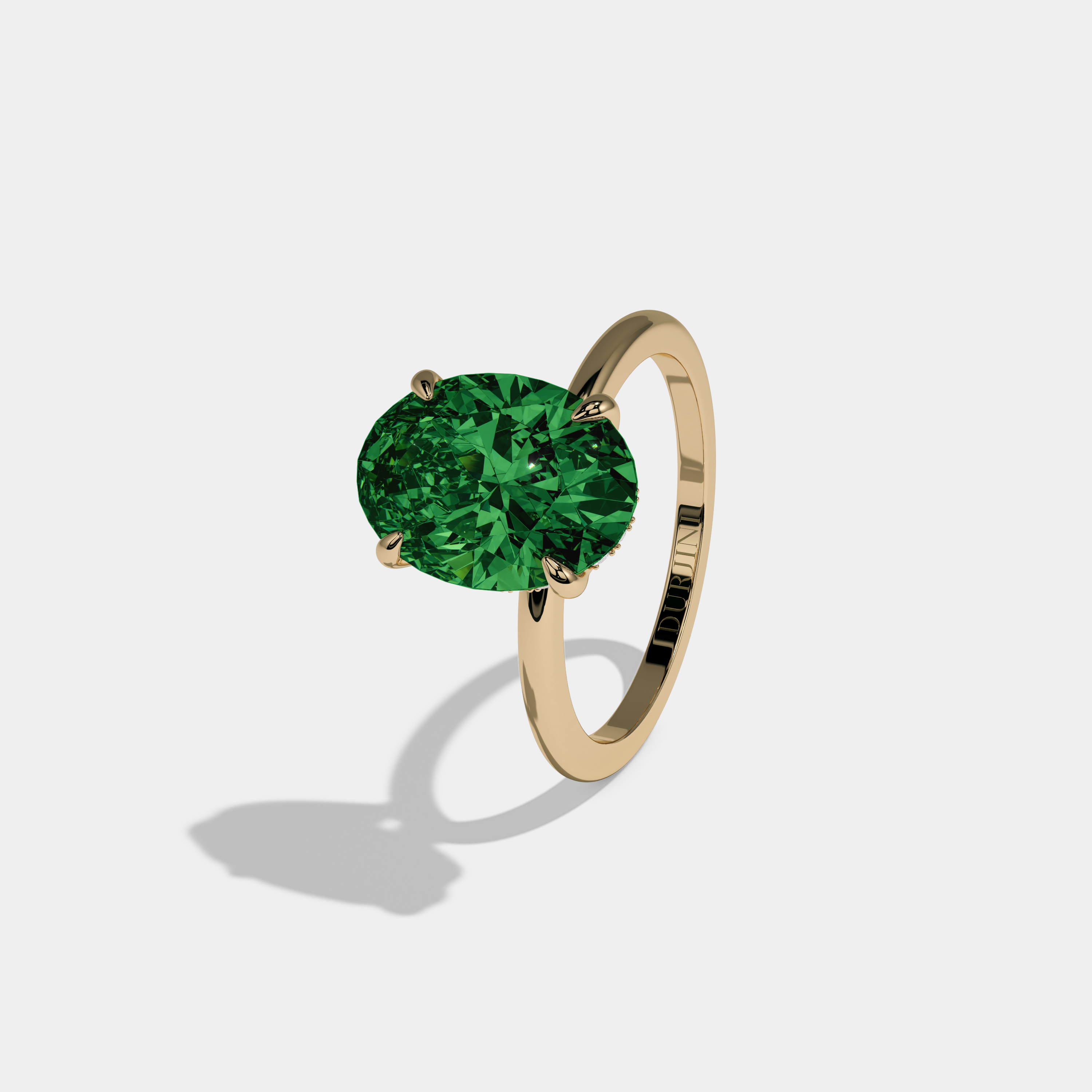 Helena Fancy Dark Green Oval Cut Diamond Plain Band Engagement Ring 6.5ct 18K Yellow Gold