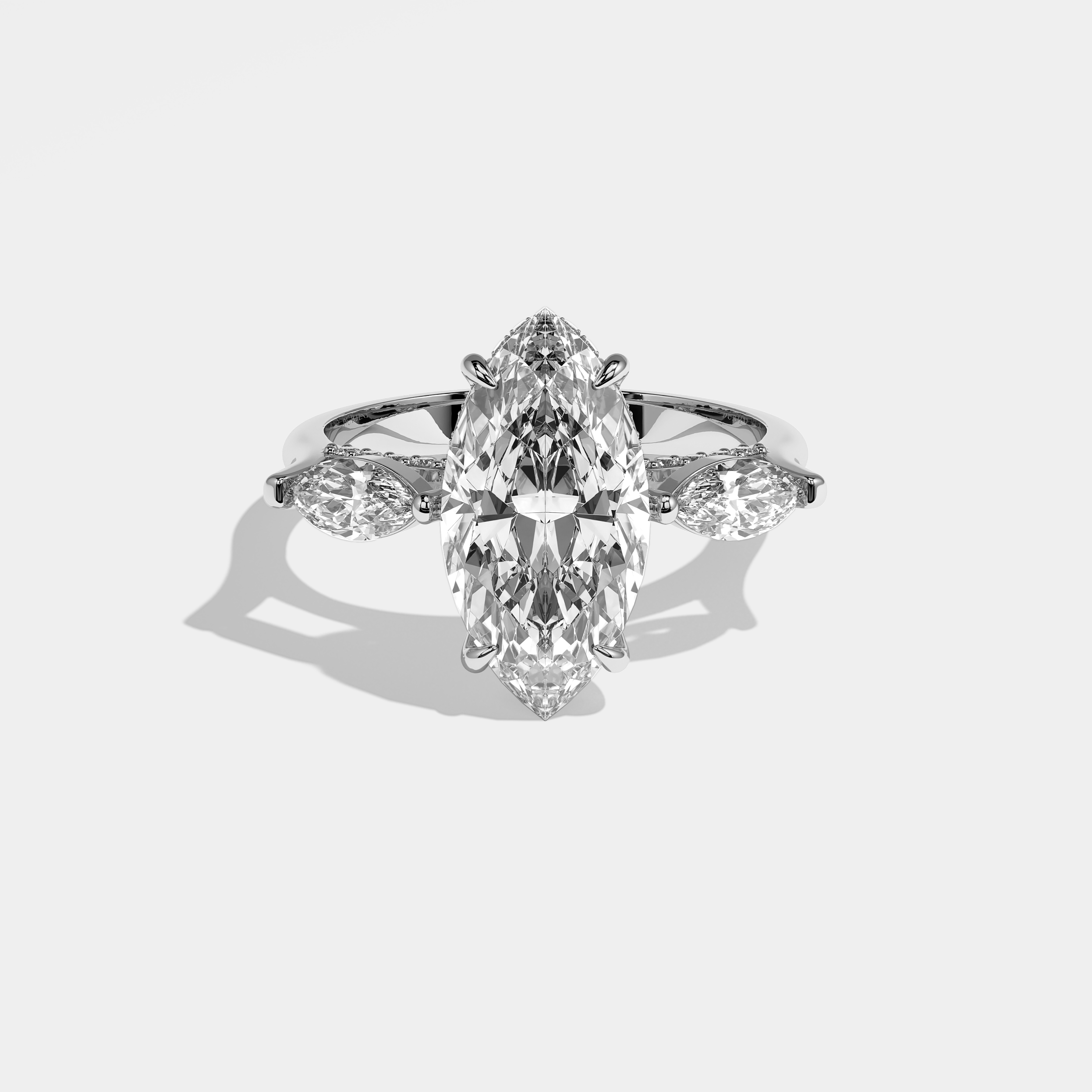 Adeline Diamond Marquise Engagement Ring 18K White Gold 2.00ct