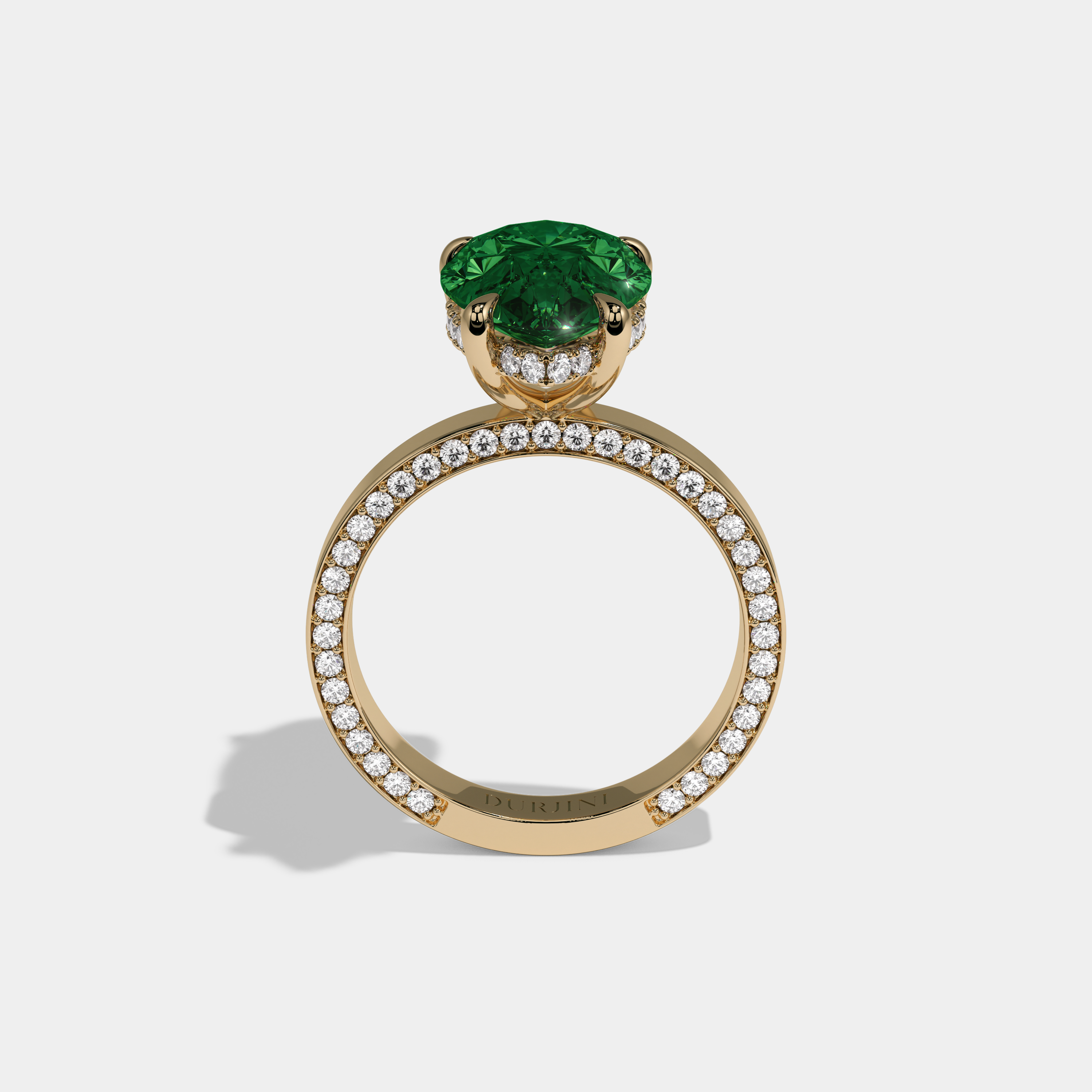 Mary Fancy Dark Green Pear Cut Diamond Hidden Band Engagement Ring 6ct 18K Yellow Gold