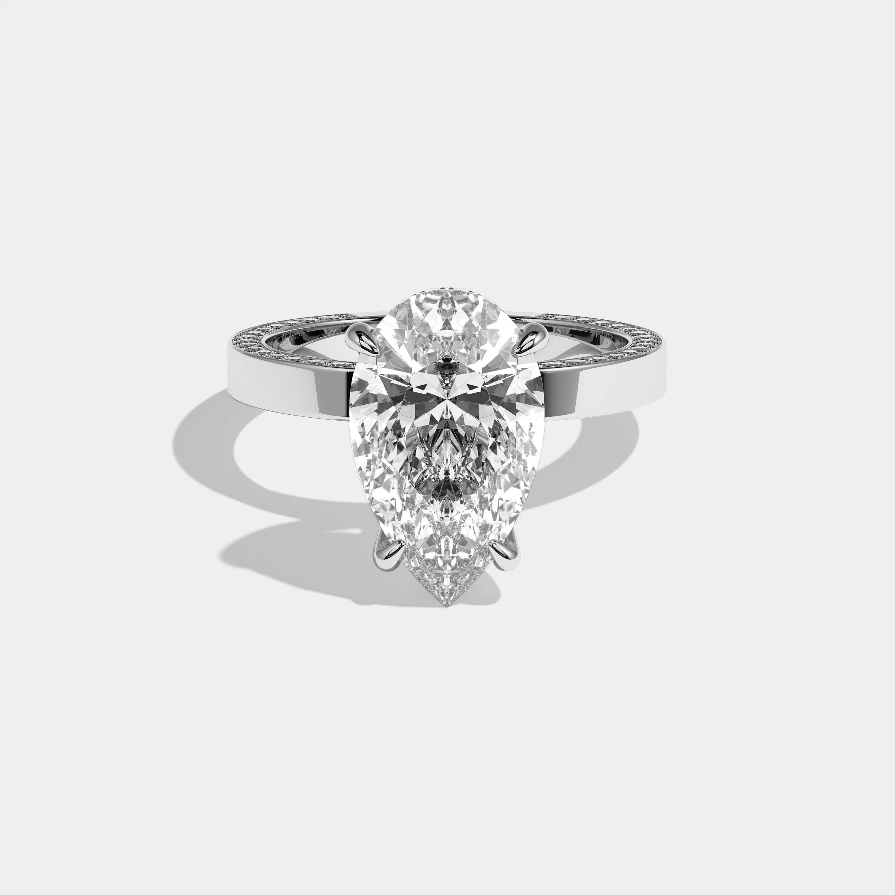 Adelina Diamond Pear Halo Engagement Ring 18K White Gold 4.00ct