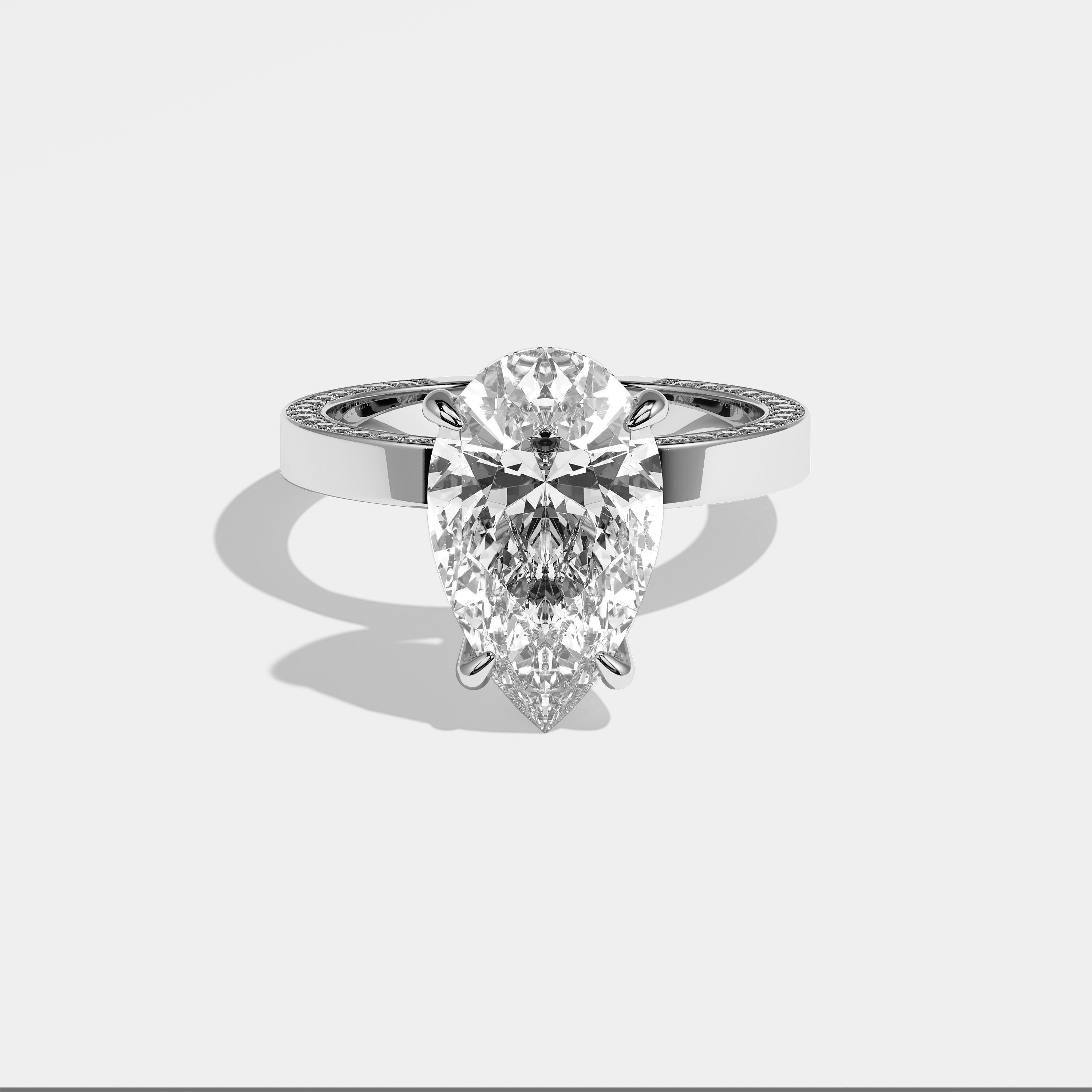 Adelina Diamond Pear Halo Engagement Ring 18K White Gold 4.00ct