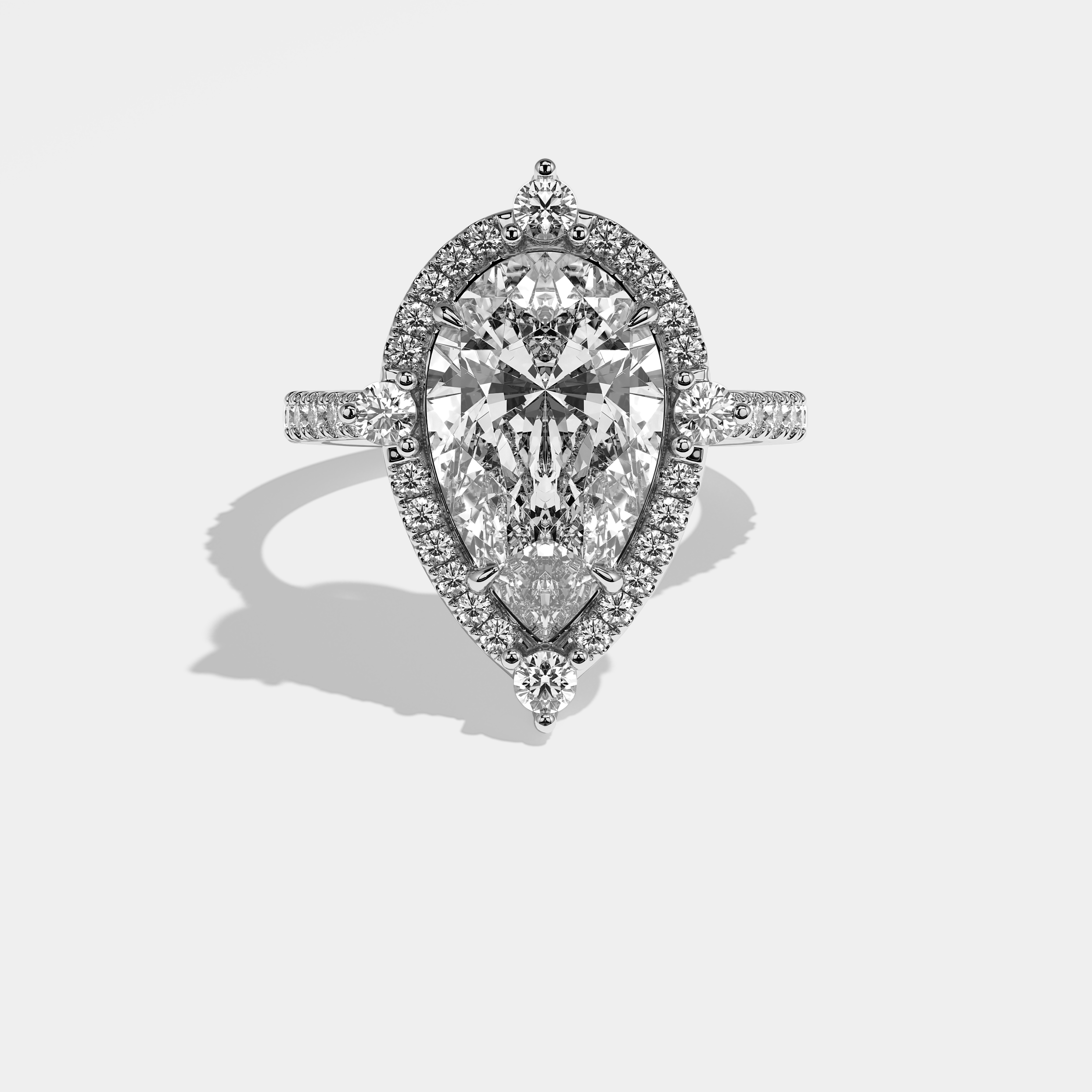 Alejandra Diamond Pear Halo Engagement Ring 18K White Gold 5.00ct