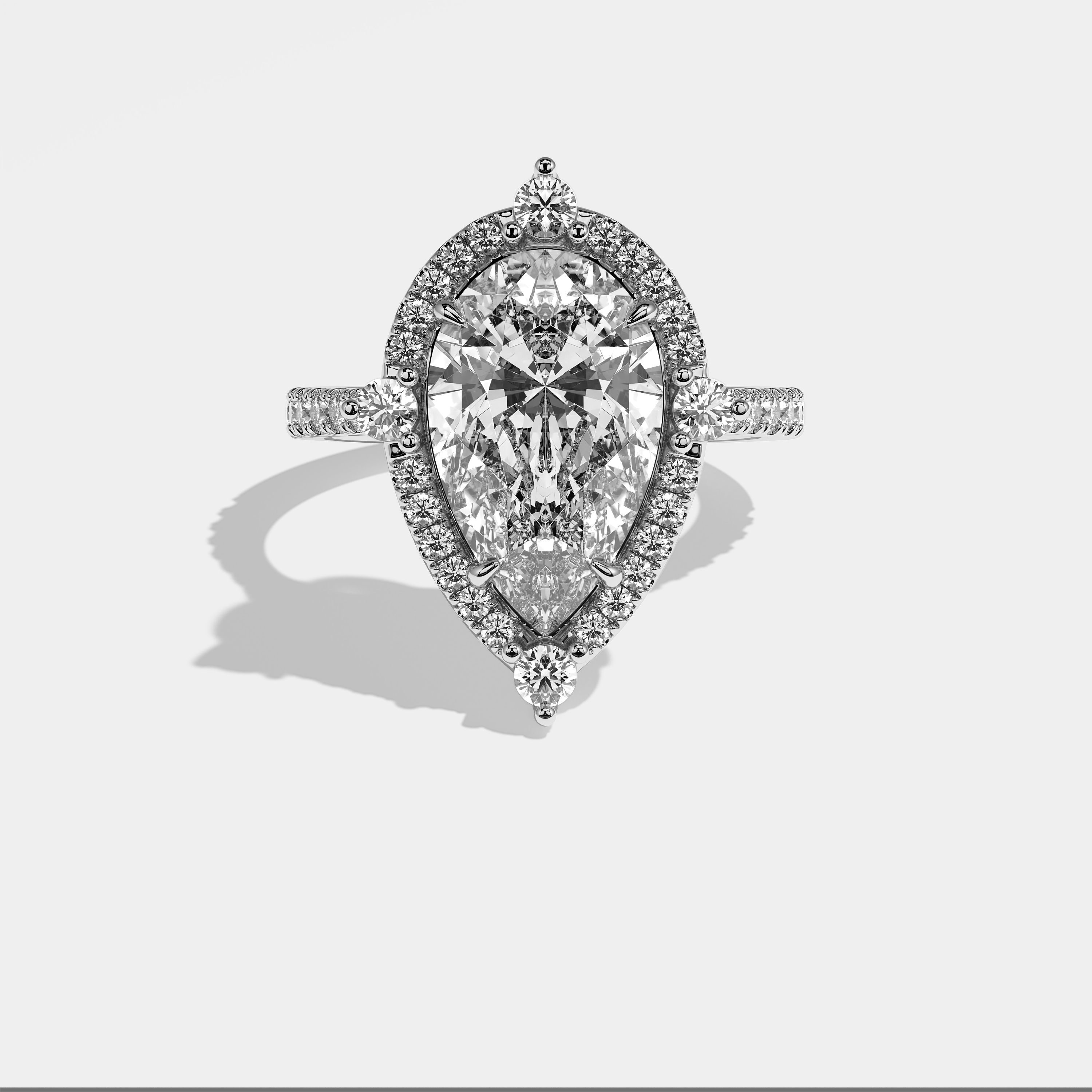 Alejandra Diamond Pear Halo Engagement Ring 18K White Gold 5.00ct