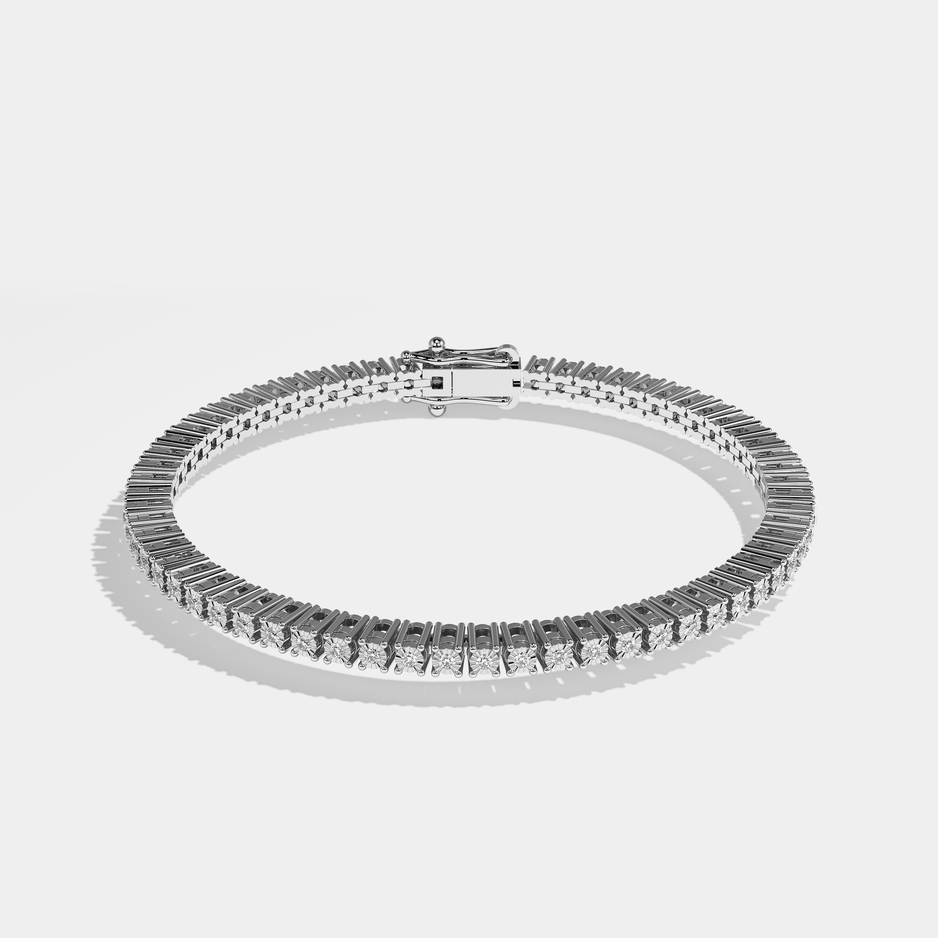 Aitana Diamond Round Brilliant Tennis Bracelet 3MM 18K White Gold 3.00ct