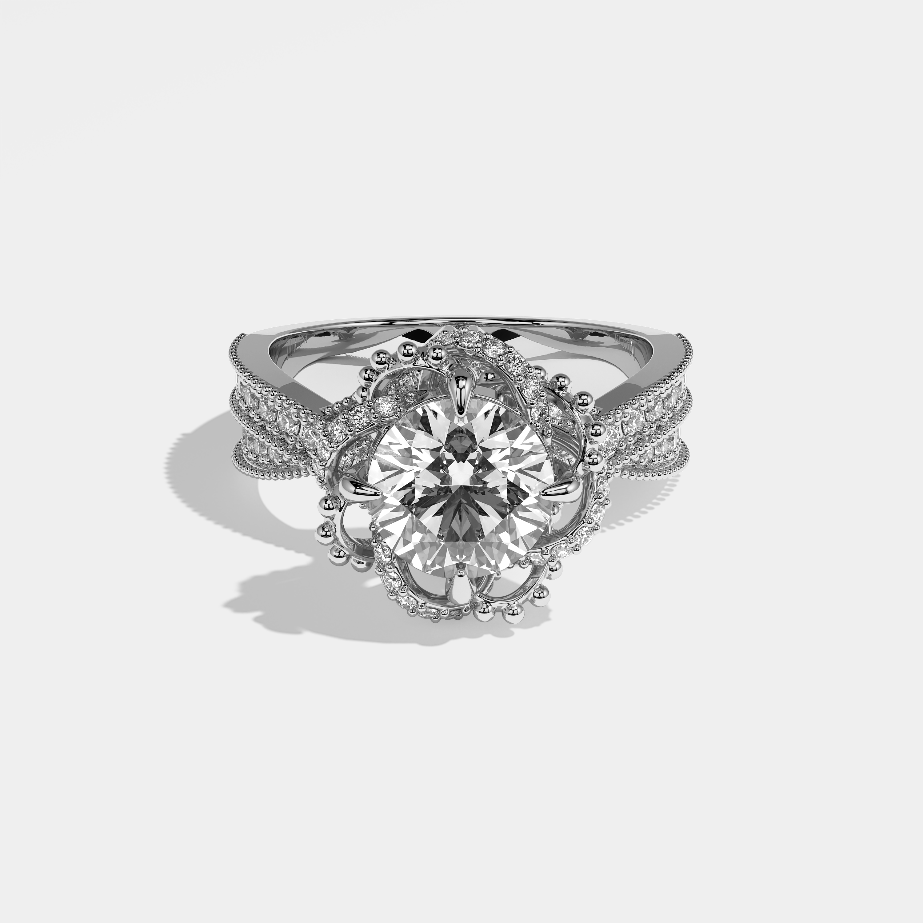 Amparo Diamond Round Brilliant Engagement Ring 18K White Gold 3.00ct