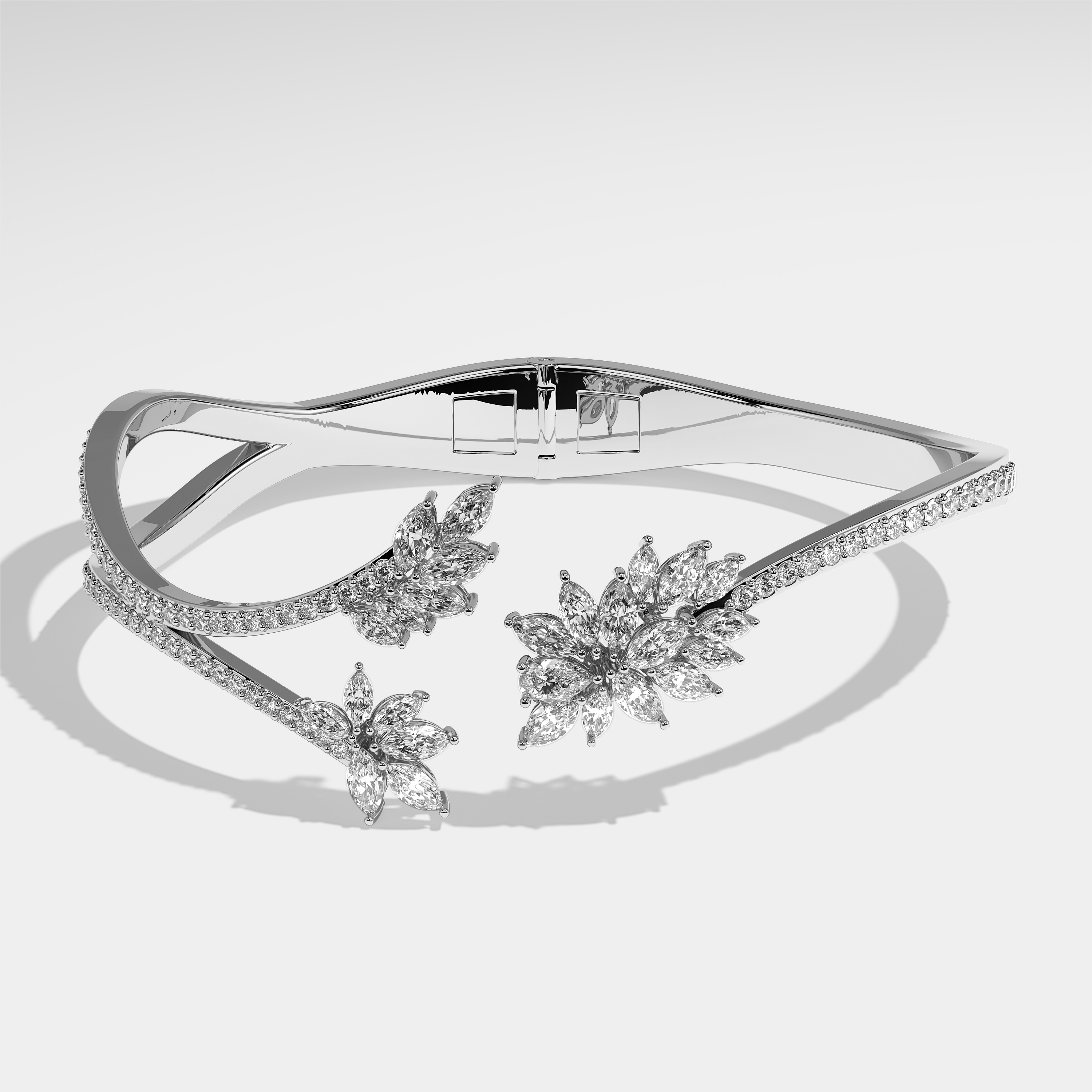 Alizée Diamond Marquise Bangle/Bracelet 18K White Gold 4.00ct