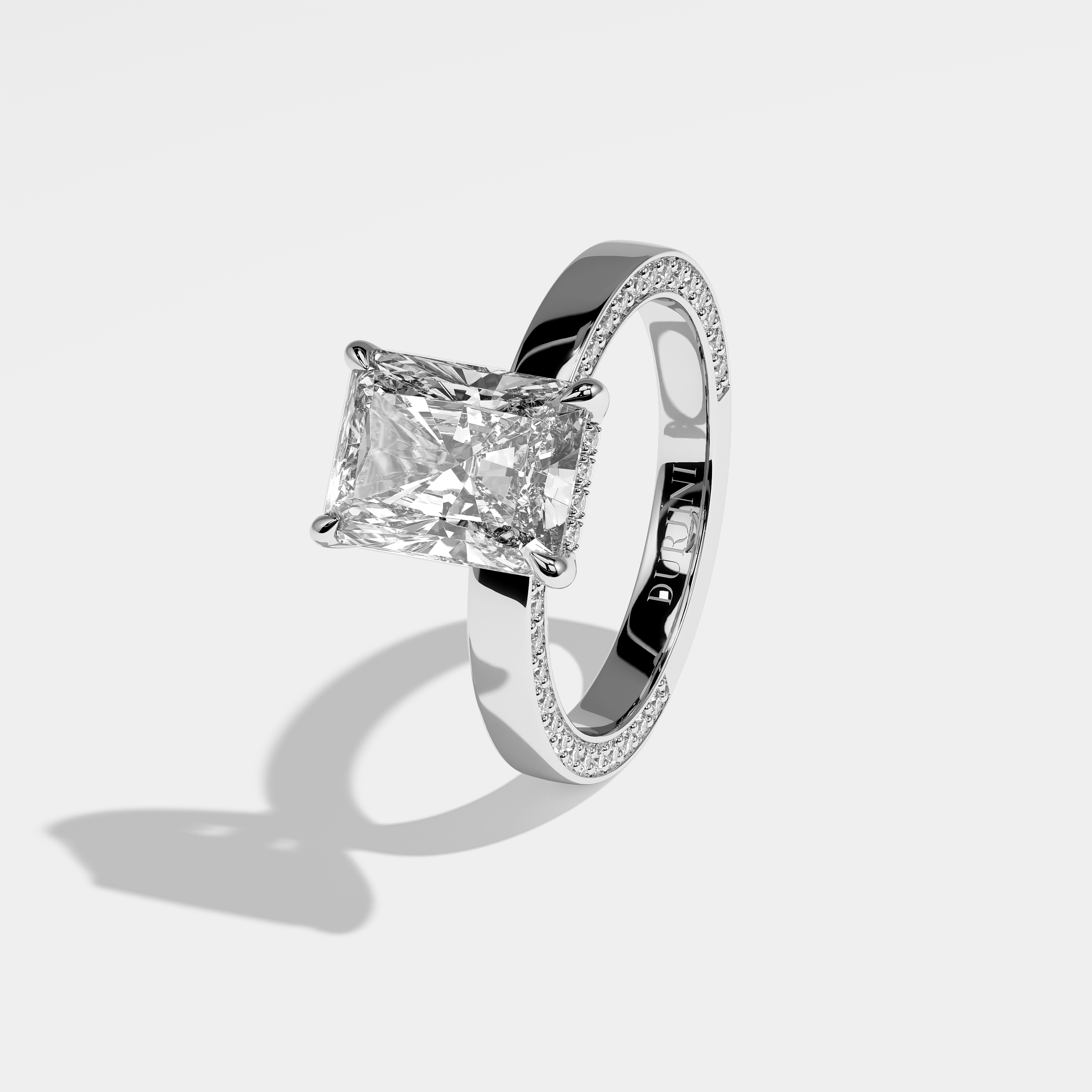 Aram Diamond Radiant Engagement Ring 18K White Gold 3.00ct