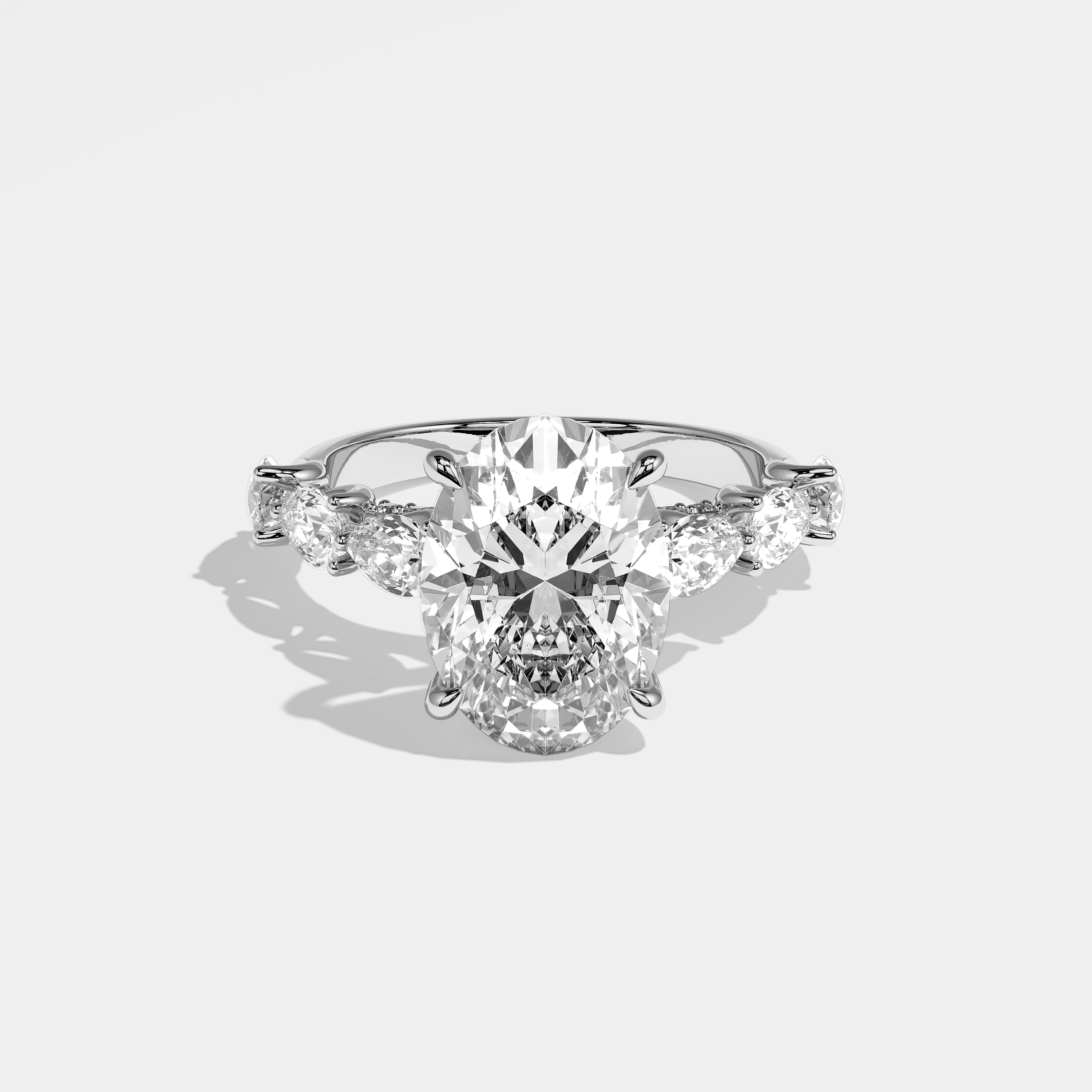 Aubrey Diamond Oval Halo Engagement Ring 18K White Gold 4.00ct