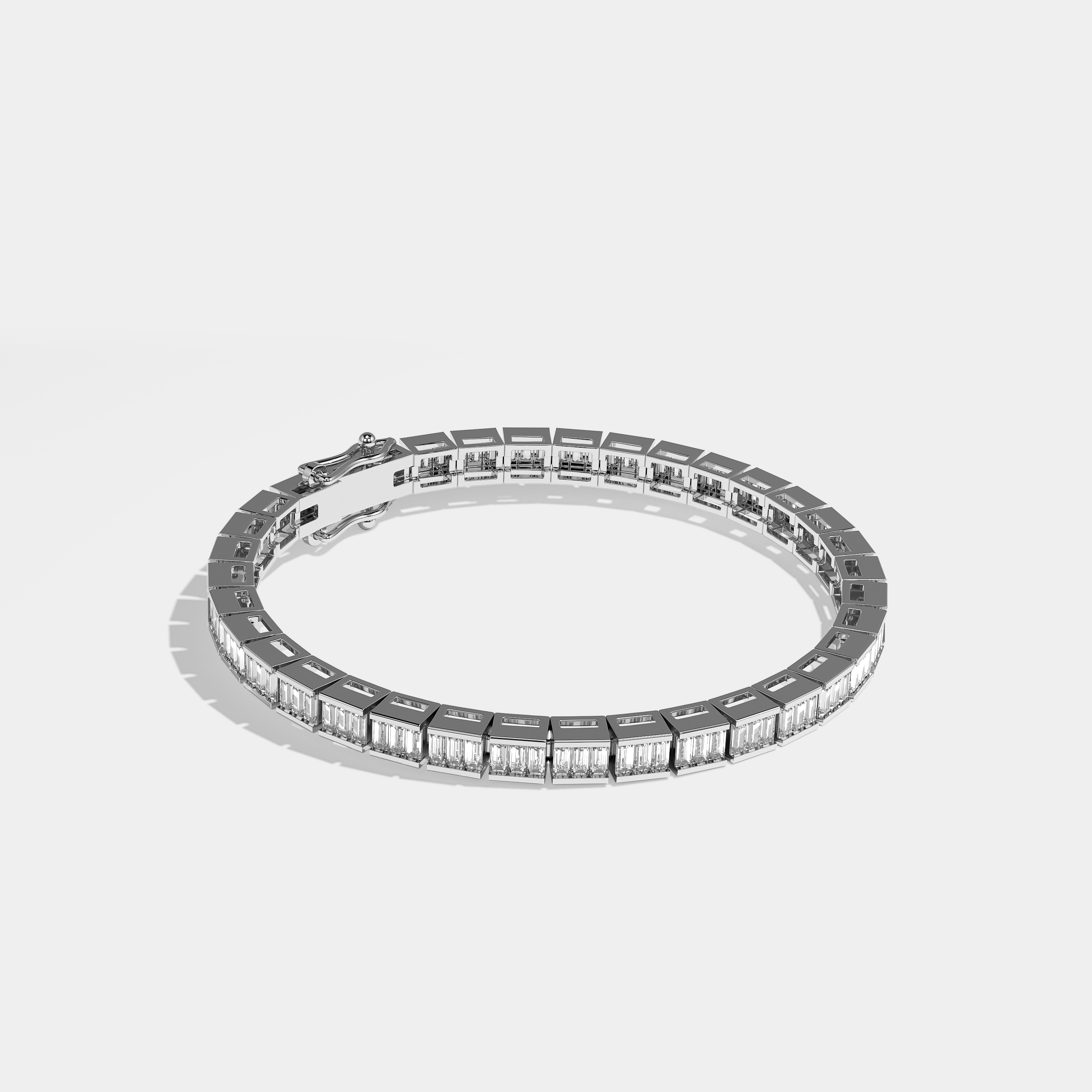 Ainsley Tennis Bracelet Emerald Cut 18K White Gold 8.00ct